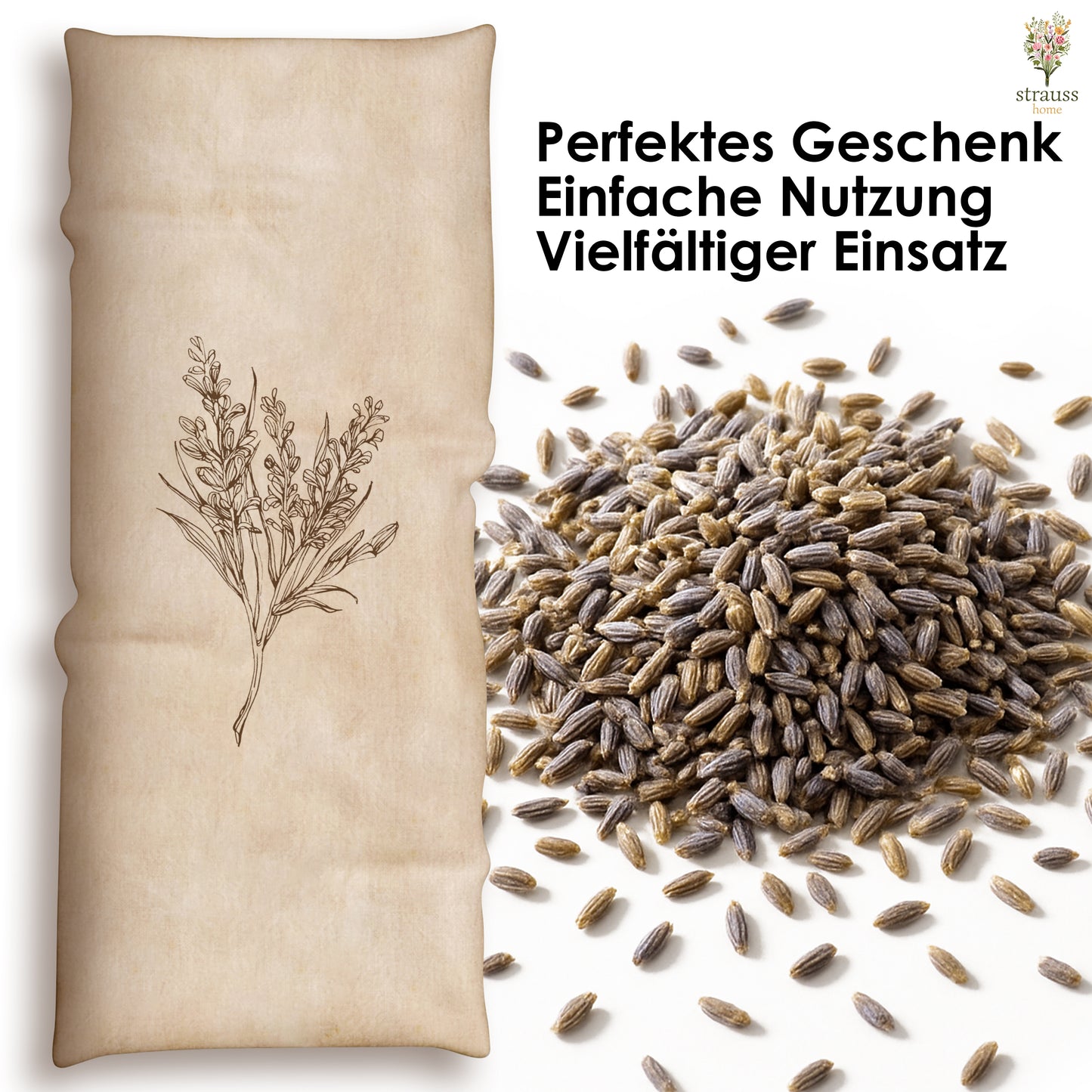 Lavendelkissen Gross Mikrowellengeeignet Wärmekissen gegen Verspannungen in Nacken, Schultern und Rücken - 50x20cm