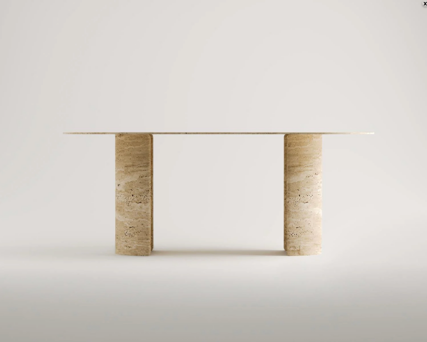 Dorothea Travertin Esstisch – Halbmondfuß-Design aus echtem Naturstein – 190 × 90 cm