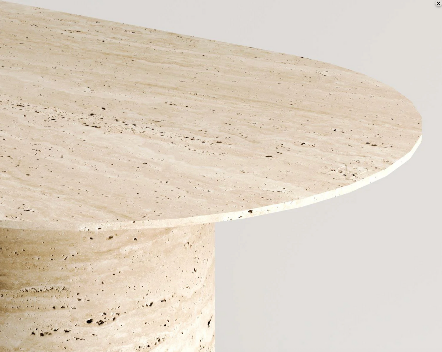 Dorothea Travertin Esstisch – Halbmondfuß-Design aus echtem Naturstein – 190 × 90 cm
