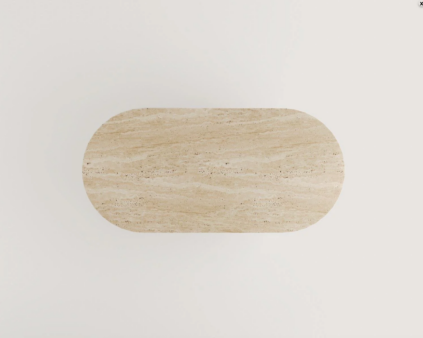Dorothea Travertin Esstisch – Halbmondfuß-Design aus echtem Naturstein – 190 × 90 cm