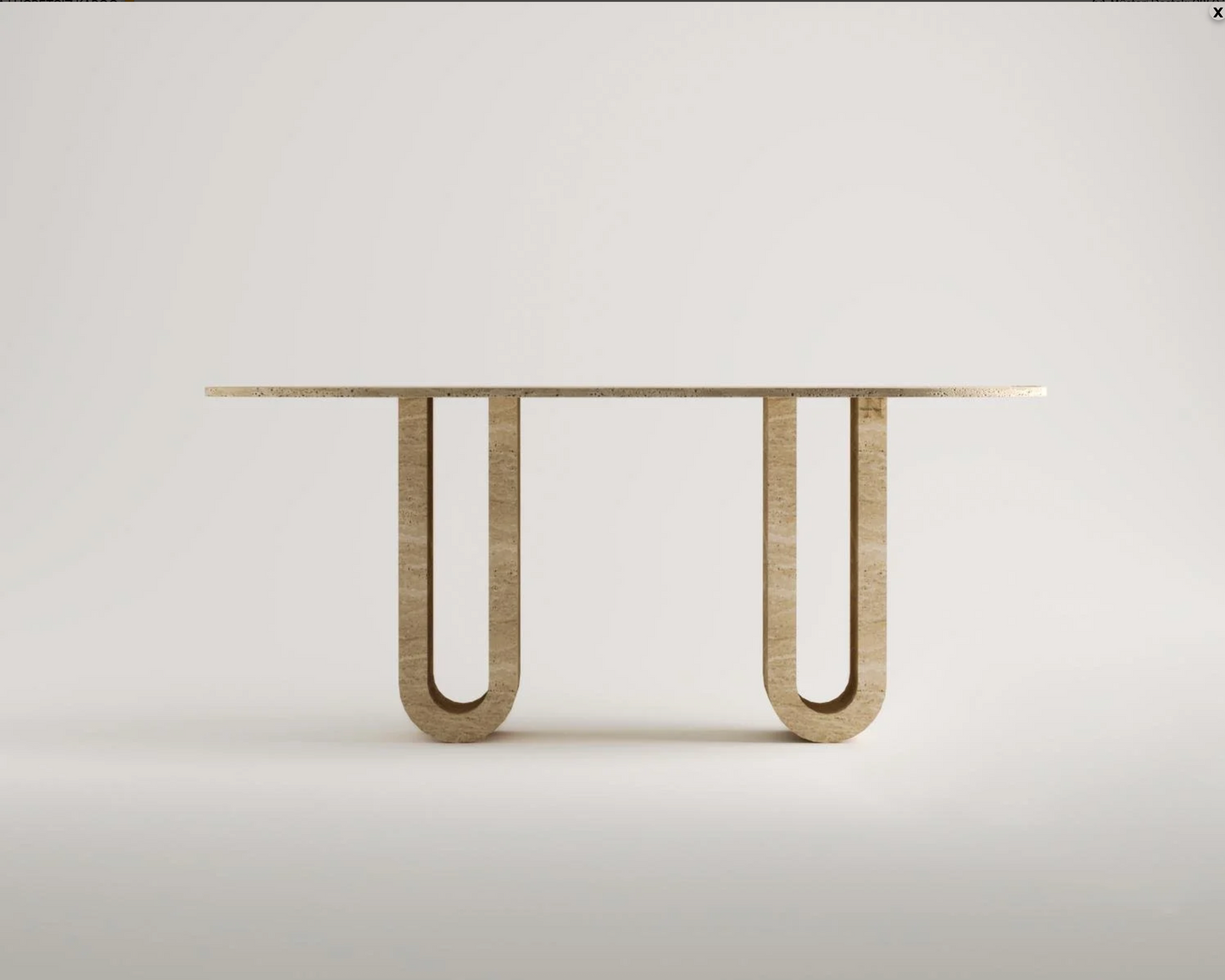 Héloïse Travertin Esstisch – Design mit U-Fuß – 180 × 90 cm – Massiver Naturstein