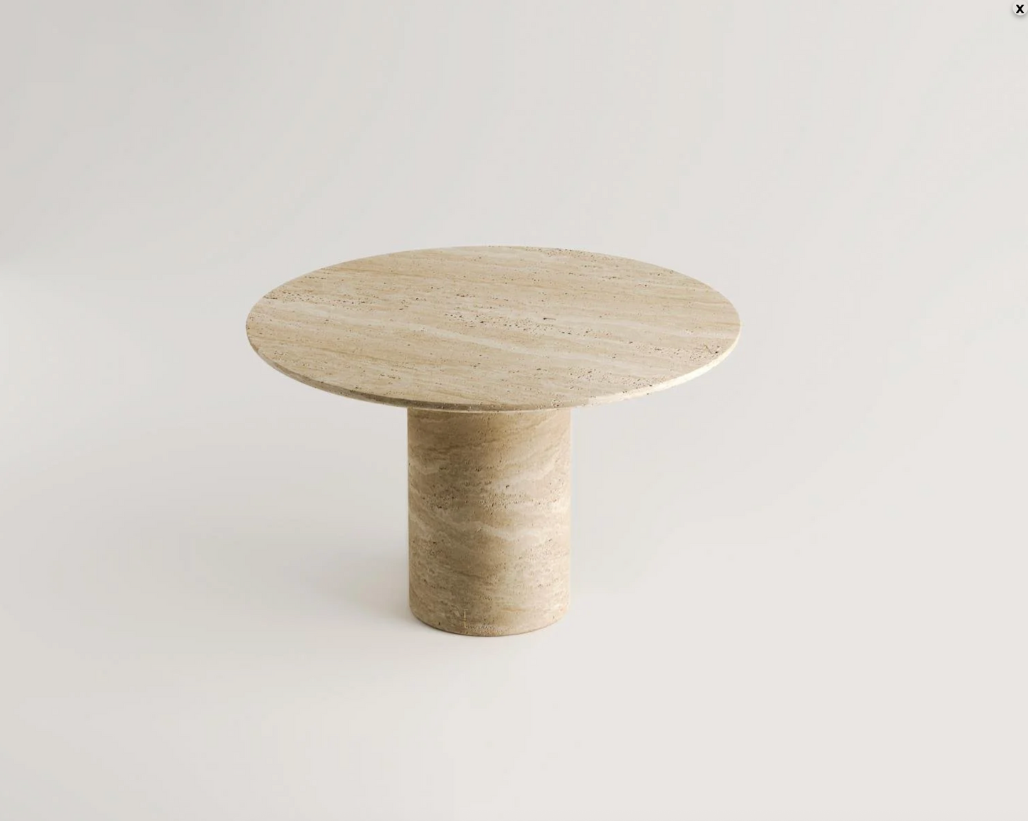 Donna Travertin Esstisch – Rund 115 cm – Massiver Naturstein