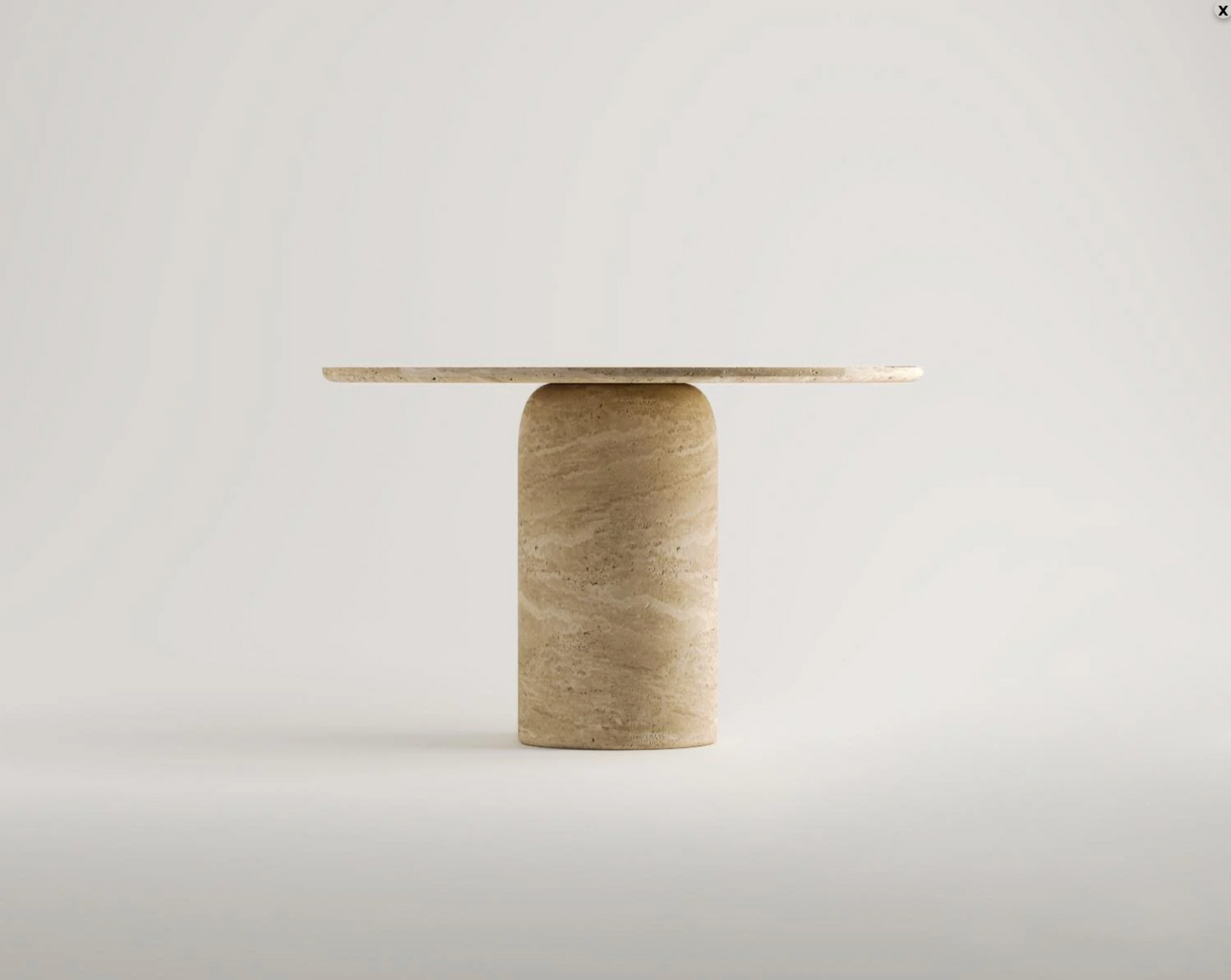 Donna Travertin Esstisch – Rund 115 cm – Massiver Naturstein
