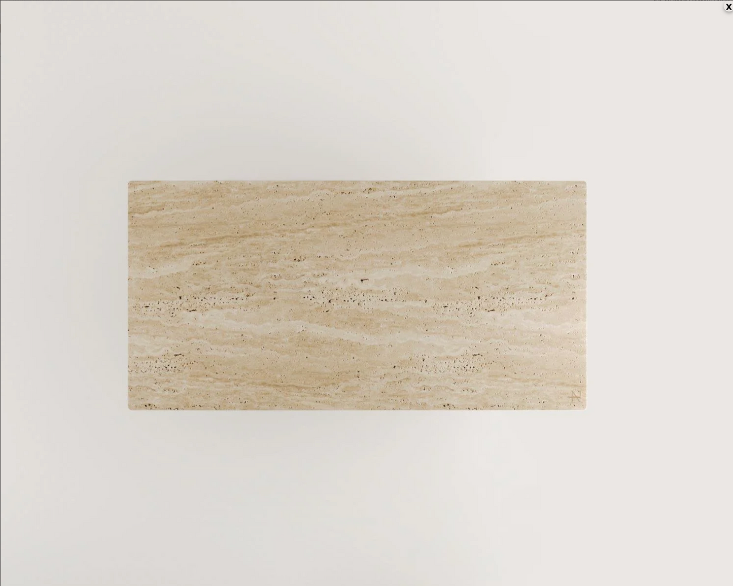 AGNES Travertin Esstisch – Rechteckig 190 × 90 cm – Kubisches Sockeldesign aus echtem Naturstein