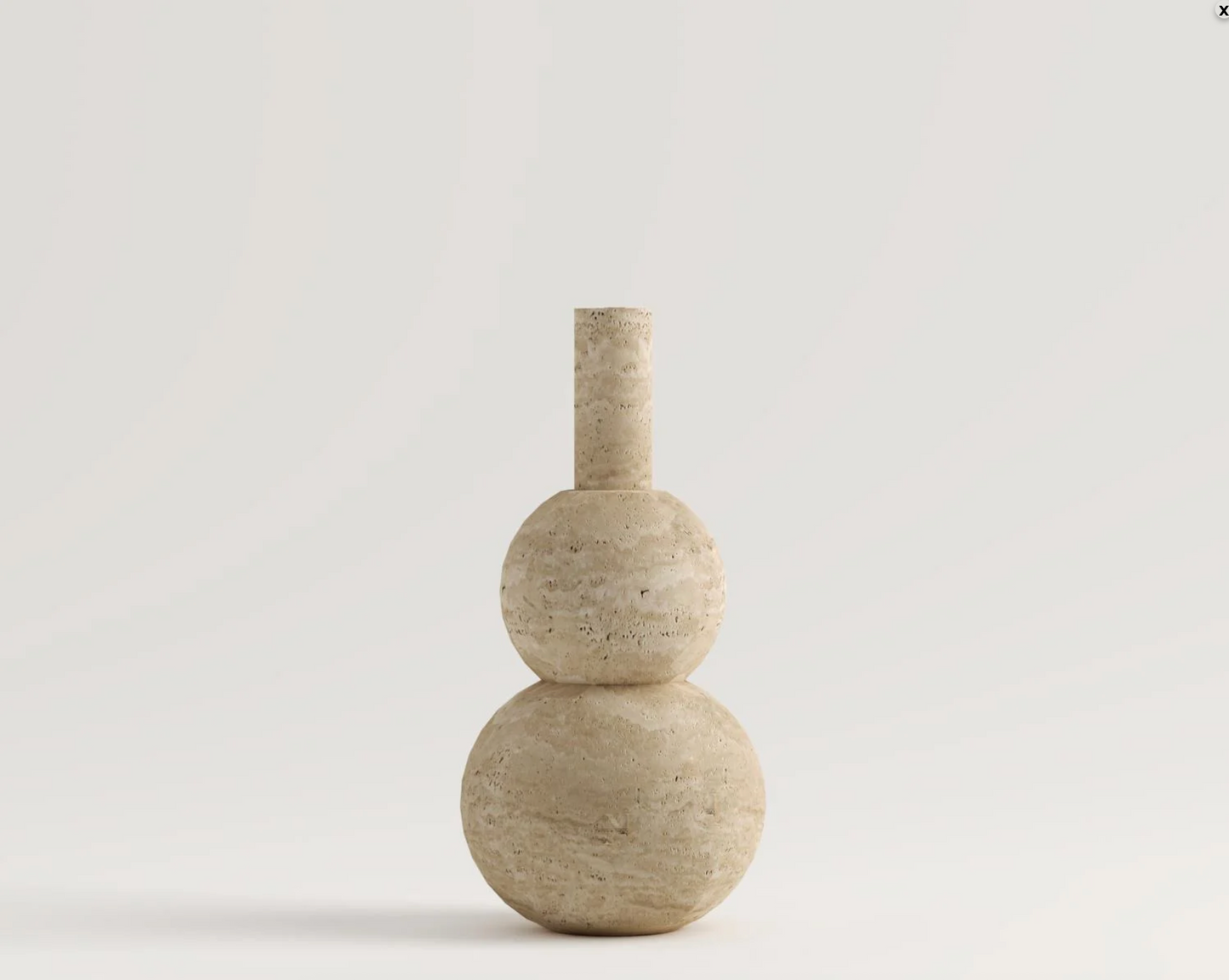 LOIS Travertin-Vase – 25 cm Höhe – Handgefertigtes Unikat aus echtem Naturstein