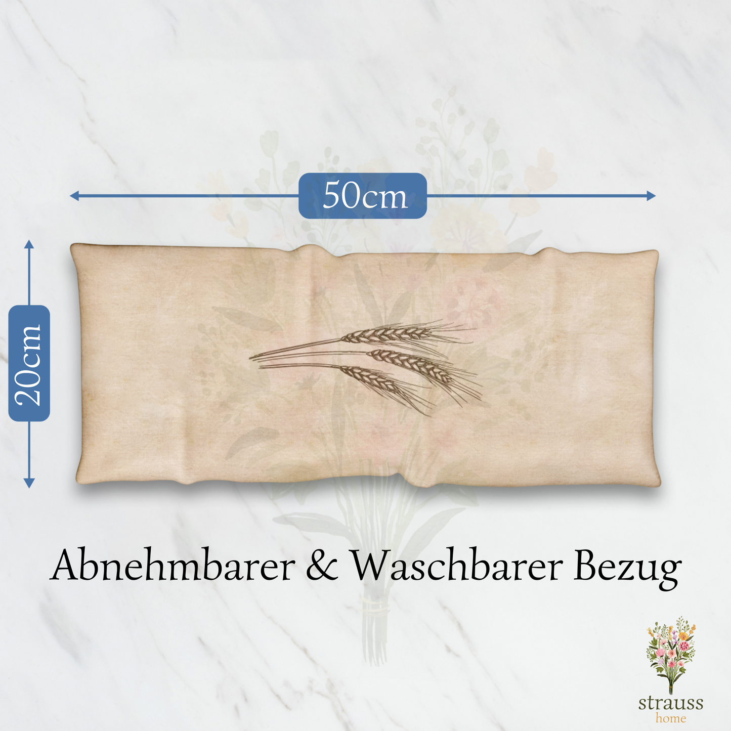 Körnerkissen groß – Mikrowellengeeignetes Wärmekissen gegen Verspannungen in Nacken, Schultern und Rücken – natürliche Weizenkörner – 20x50 cm
