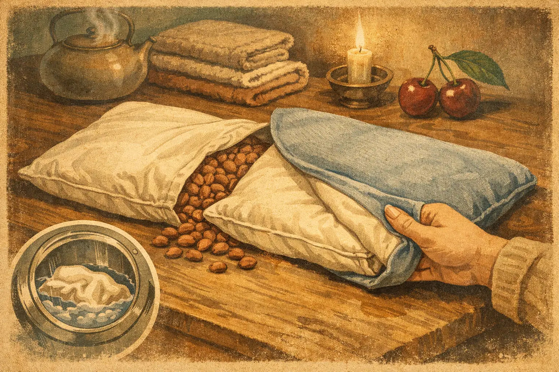 Kirschkernkissen mit waschbarem Bezug wählen