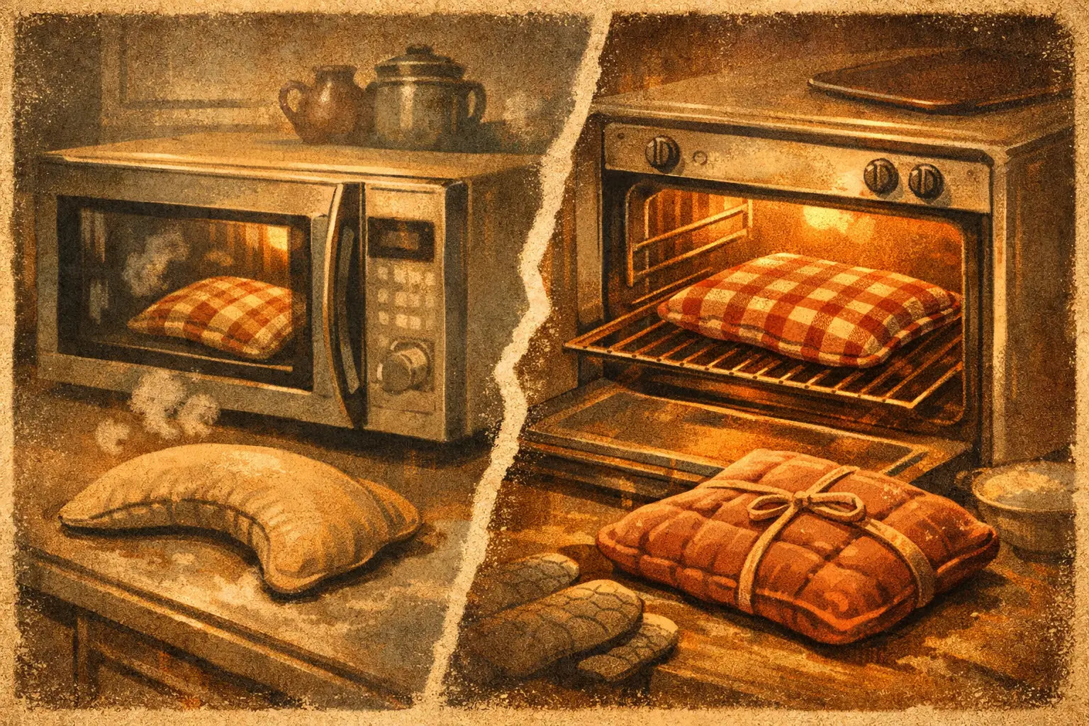 Mikrowellenkissen vs Ofenkissen - der Unterschied