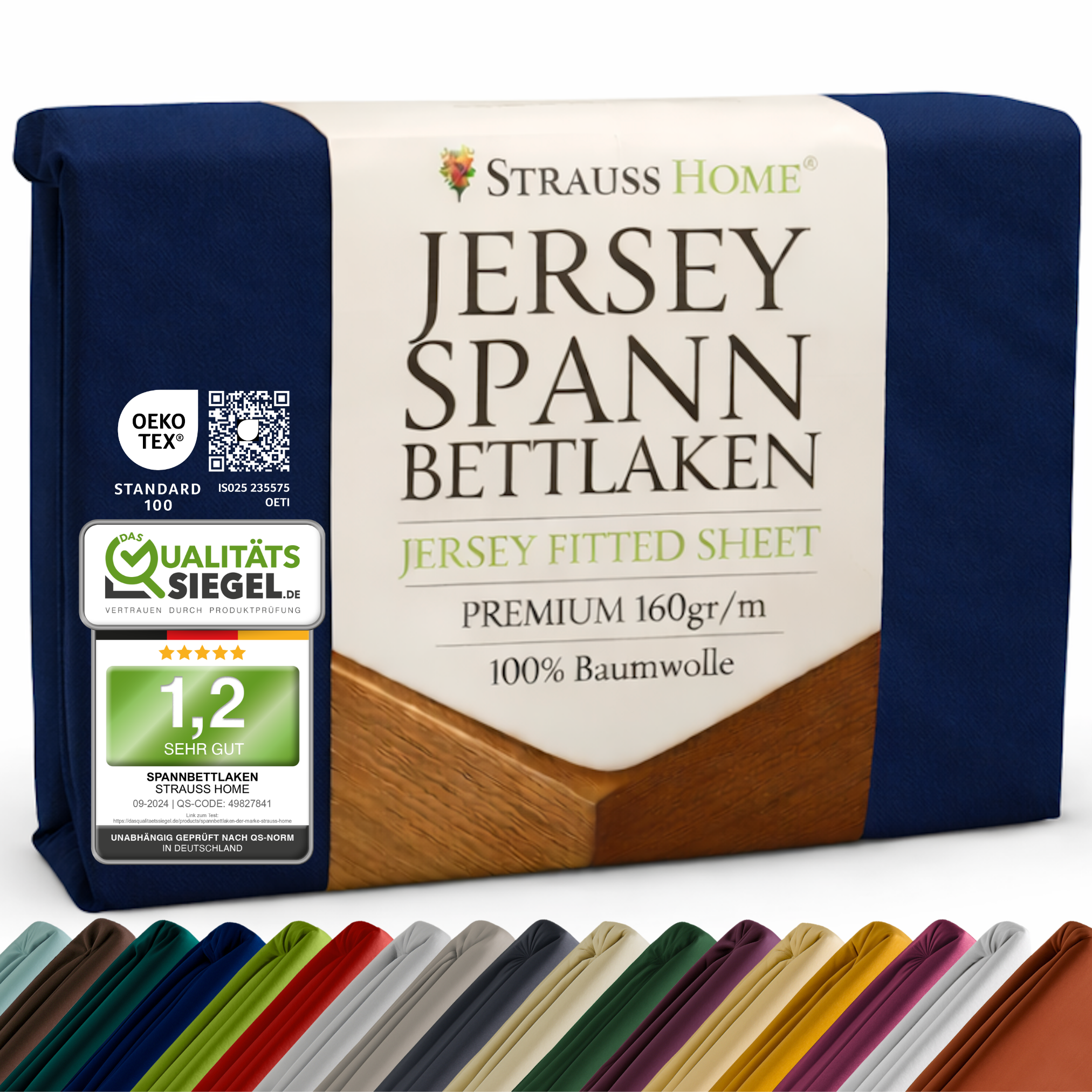 Jersey Spannbettlaken 90–200 cm – 100% Baumwolle, OEKO-TEX, viele Farben & Größen · Strauss Home