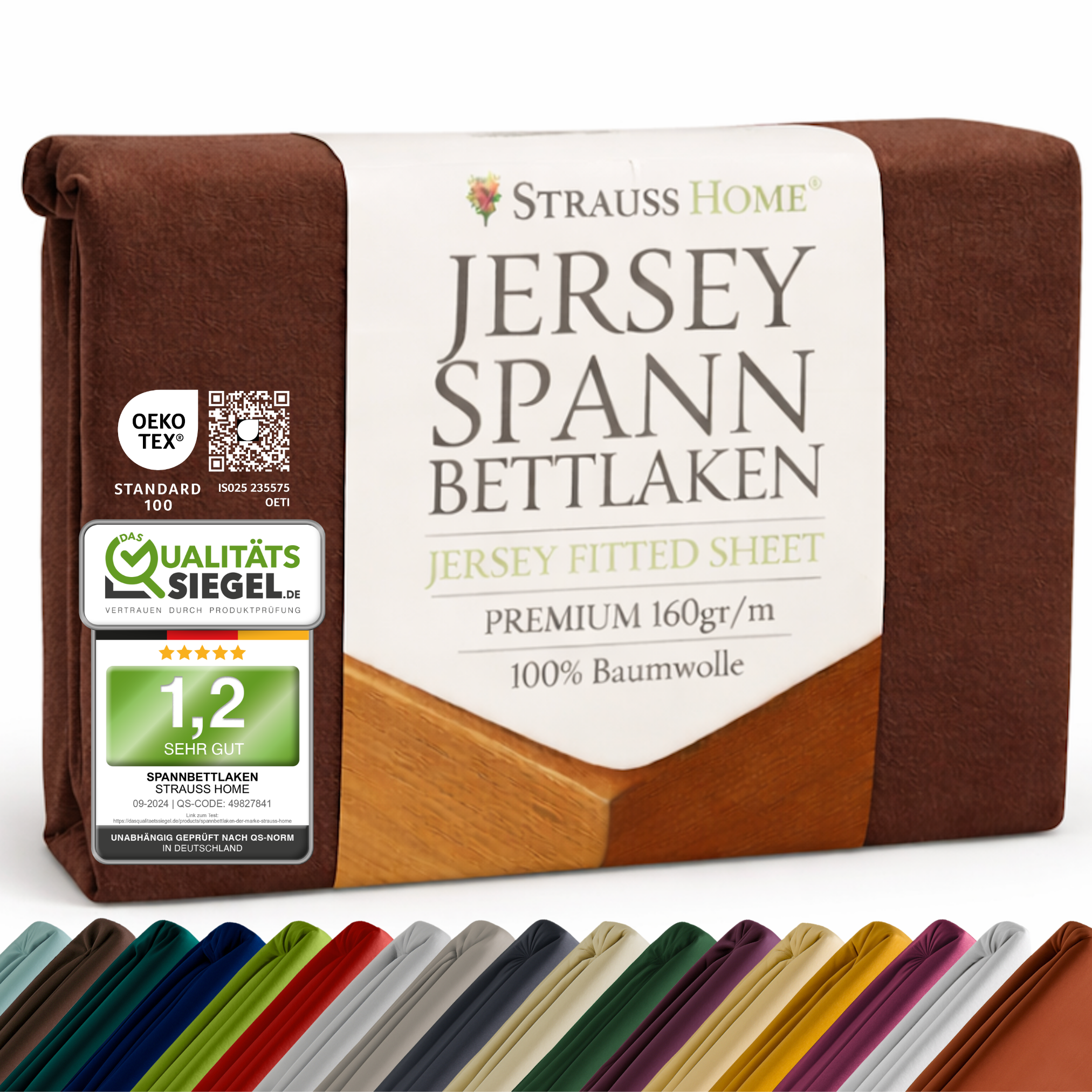 Jersey Spannbettlaken 90–200 cm – 100% Baumwolle, OEKO-TEX, viele Farben & Größen · Strauss Home