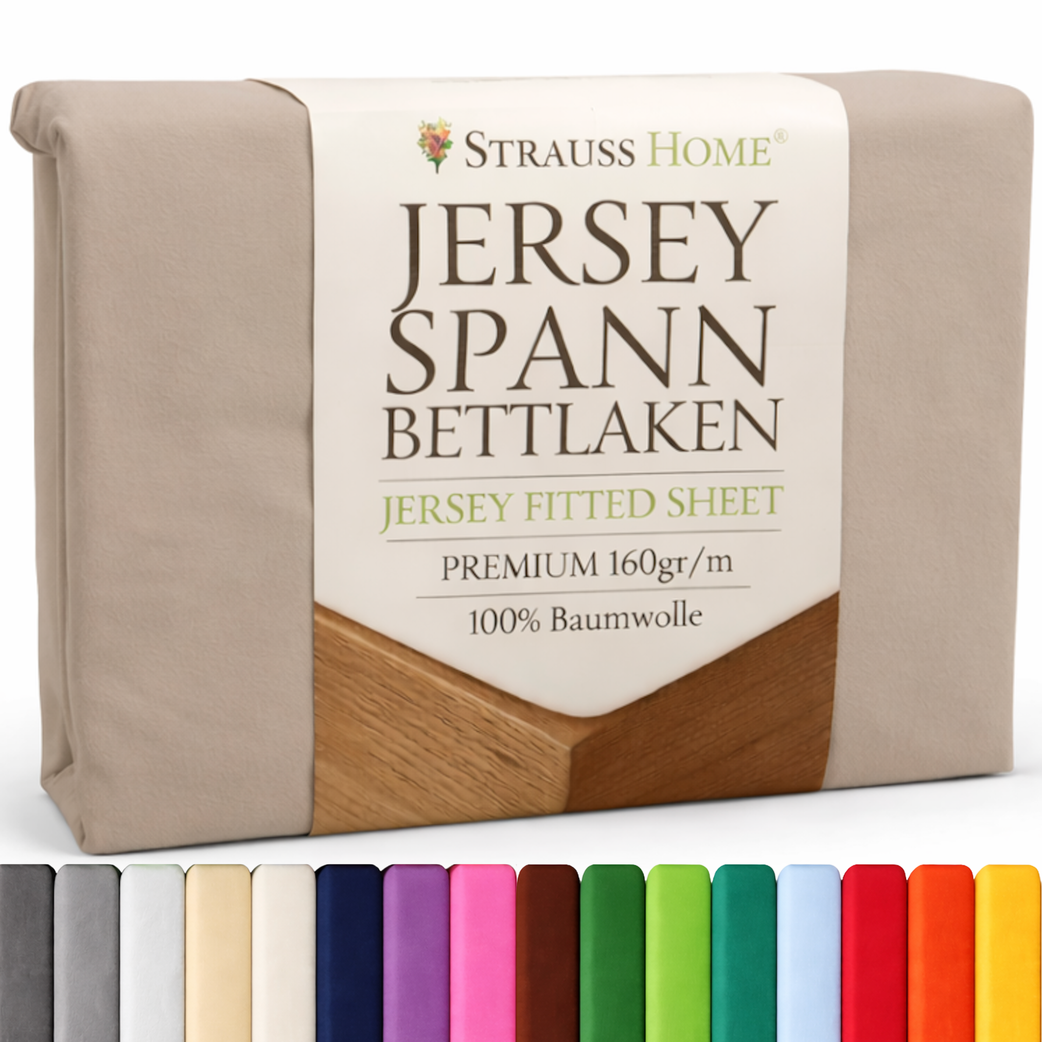 Jersey Spannbettlaken 90–200 cm – 100% Baumwolle, OEKO-TEX, viele Farben & Größen · Strauss Home