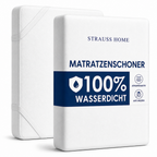 Strauss Home Matratzenschoner Wasserdicht – Baumwolle mit Eckgummis, Atmungsaktiv, Waschbar, Nässeschutz, Milbenschutz & Allergikerfreundlich