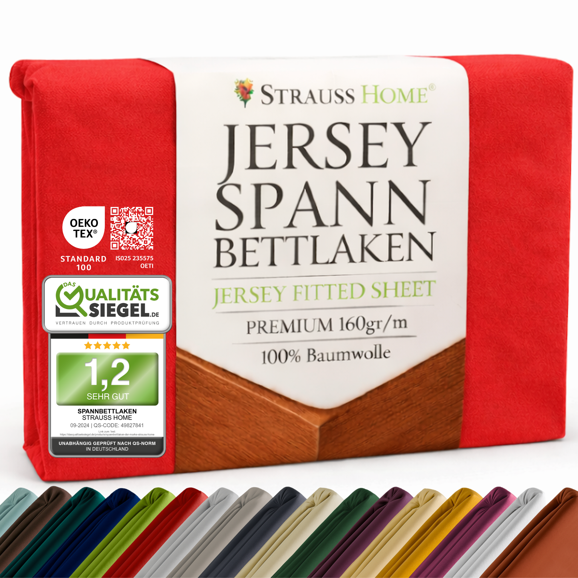 Jersey Spannbettlaken 90–200 cm – 100% Baumwolle, OEKO-TEX, viele Farben & Größen · Strauss Home