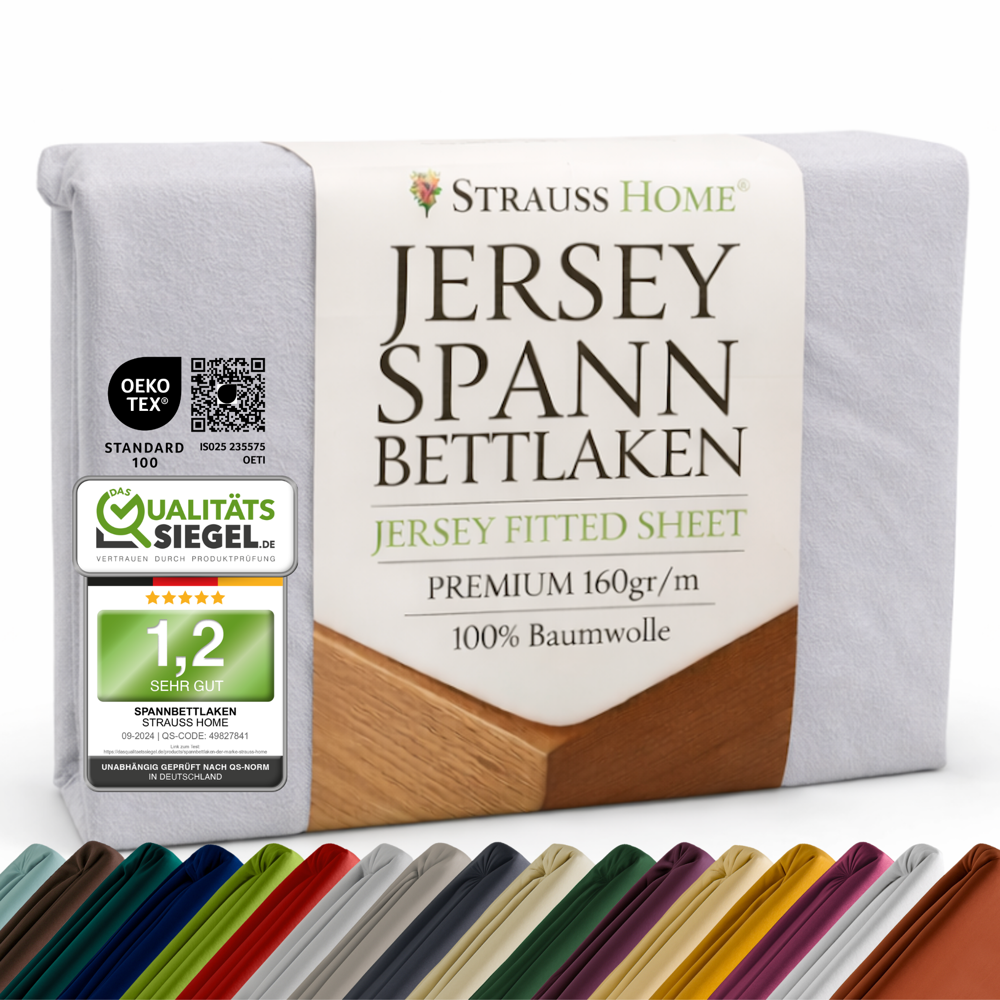 Jersey Spannbettlaken 90–200 cm – 100% Baumwolle, OEKO-TEX, viele Farben & Größen · Strauss Home