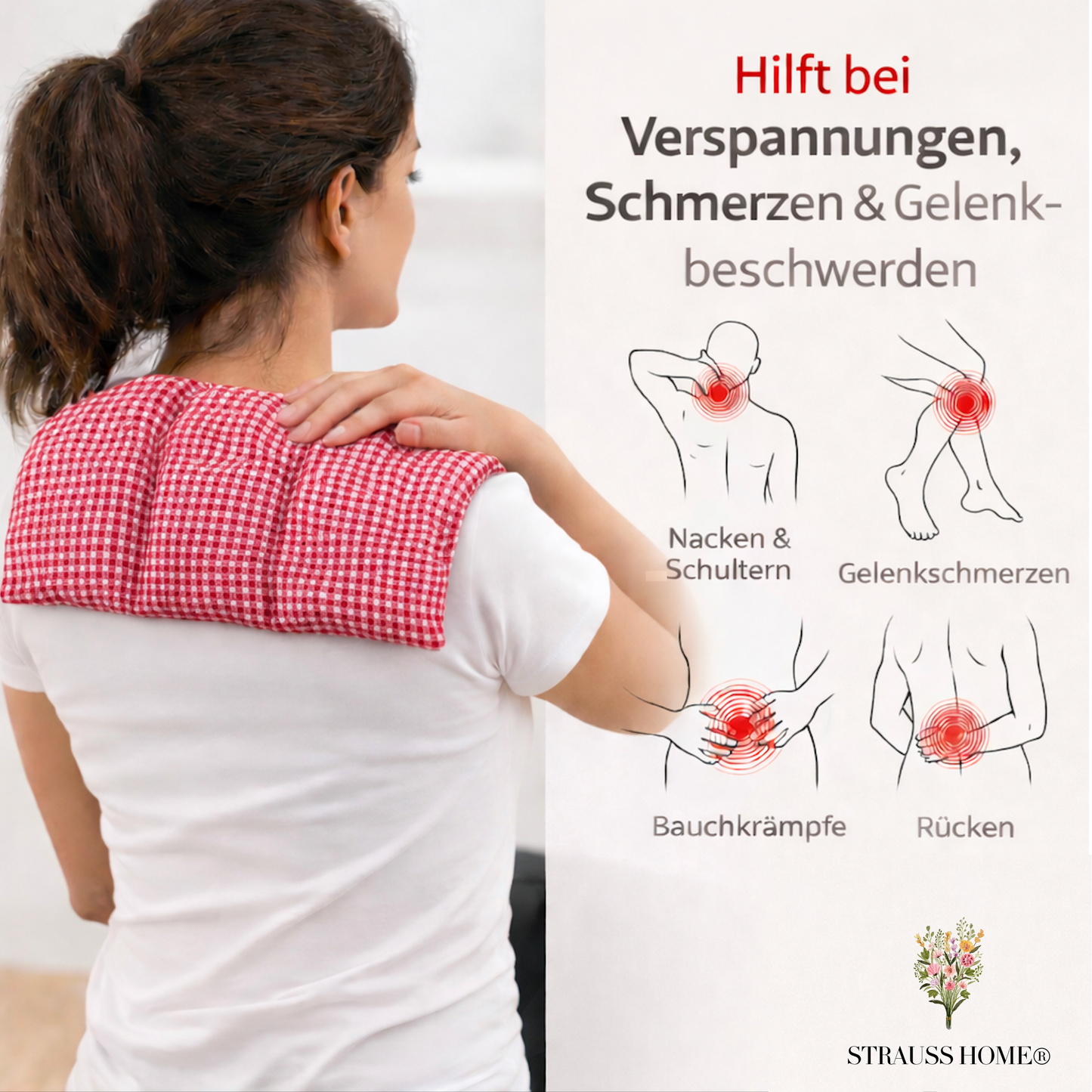 Kirschkernkissen Gross, Mikrowelle, Wärmekissen Nacken Schulter, Baumwollstoff 50x20cm