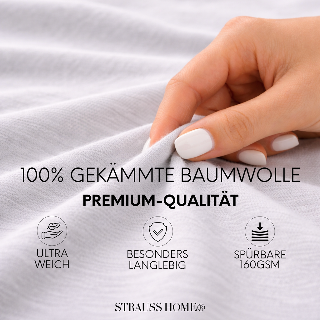 Jersey Spannbettlaken 90–200 cm – 100% Baumwolle, OEKO-TEX, viele Farben & Größen · Strauss Home