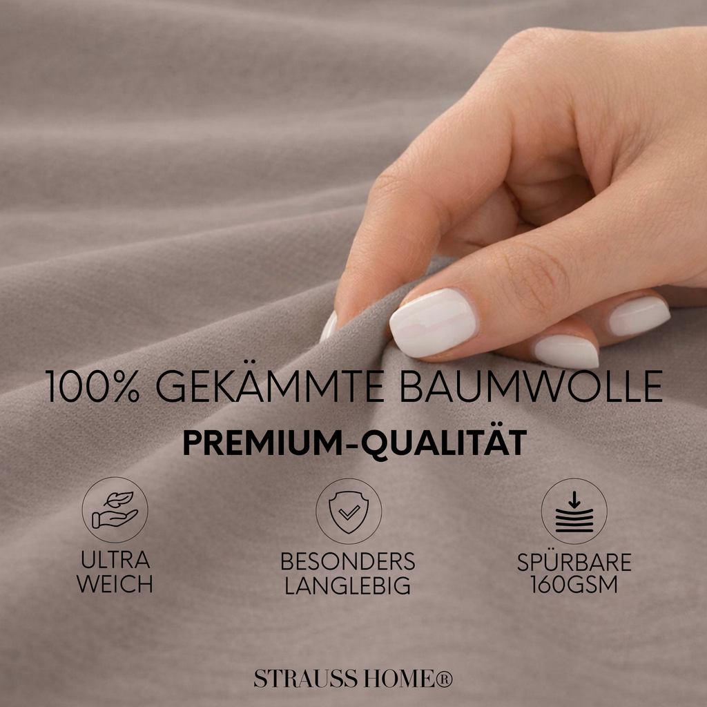 Jersey Spannbettlaken 90–200 cm – 100% Baumwolle, OEKO-TEX, viele Farben & Größen · Strauss Home