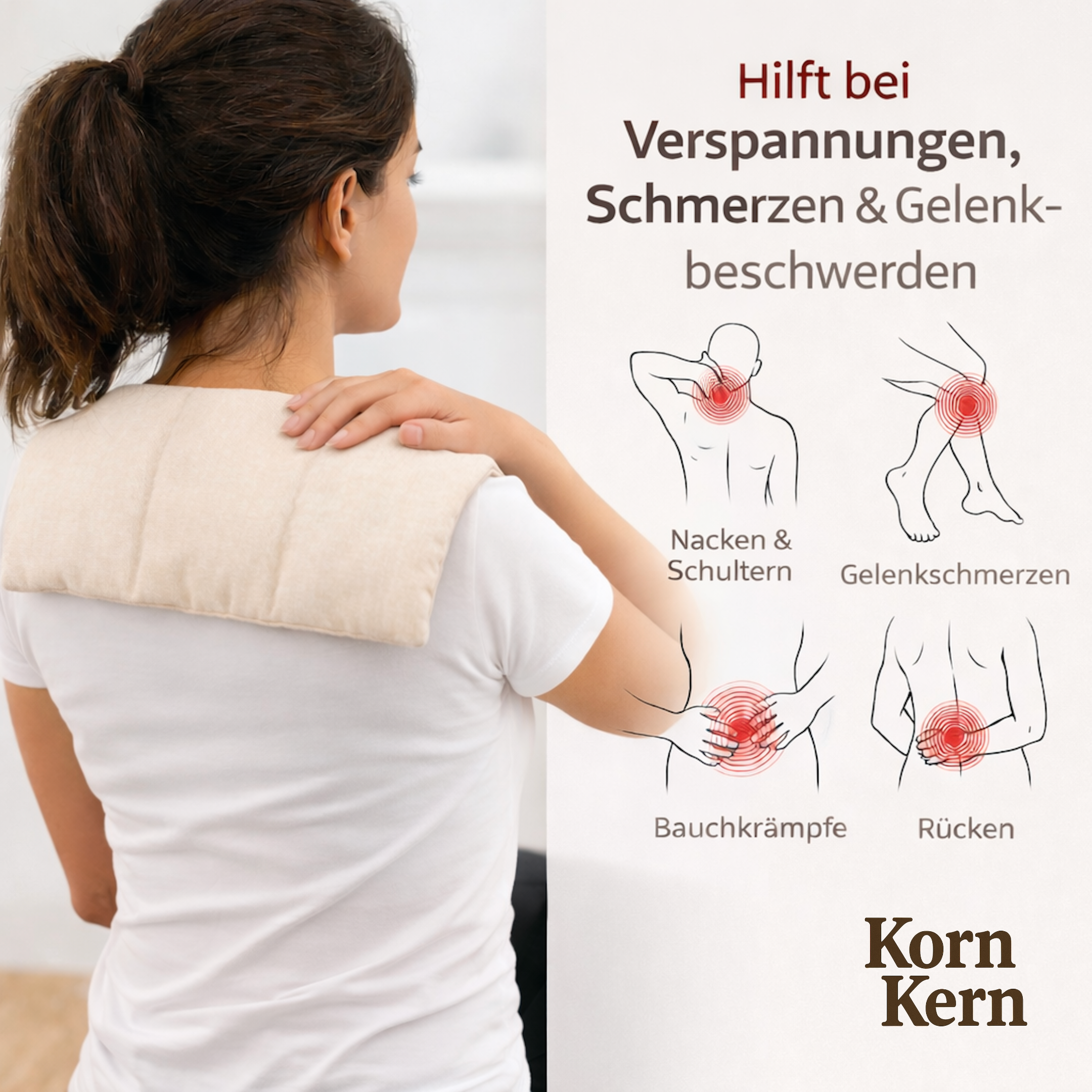 Kirschkernkissen Lavendel Vorderansicht – Kirschkerne und Lavendelblüten