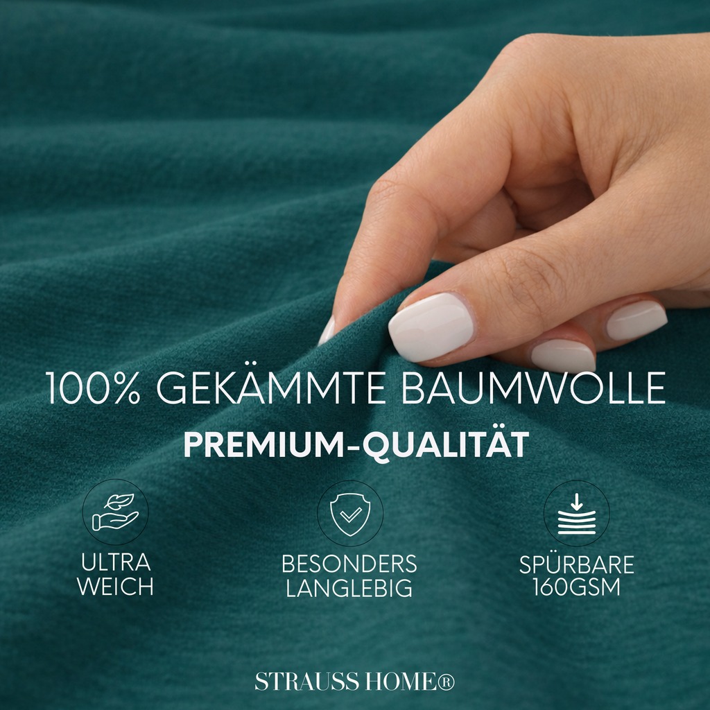 Jersey Spannbettlaken 90–200 cm – 100% Baumwolle, OEKO-TEX, viele Farben & Größen · Strauss Home