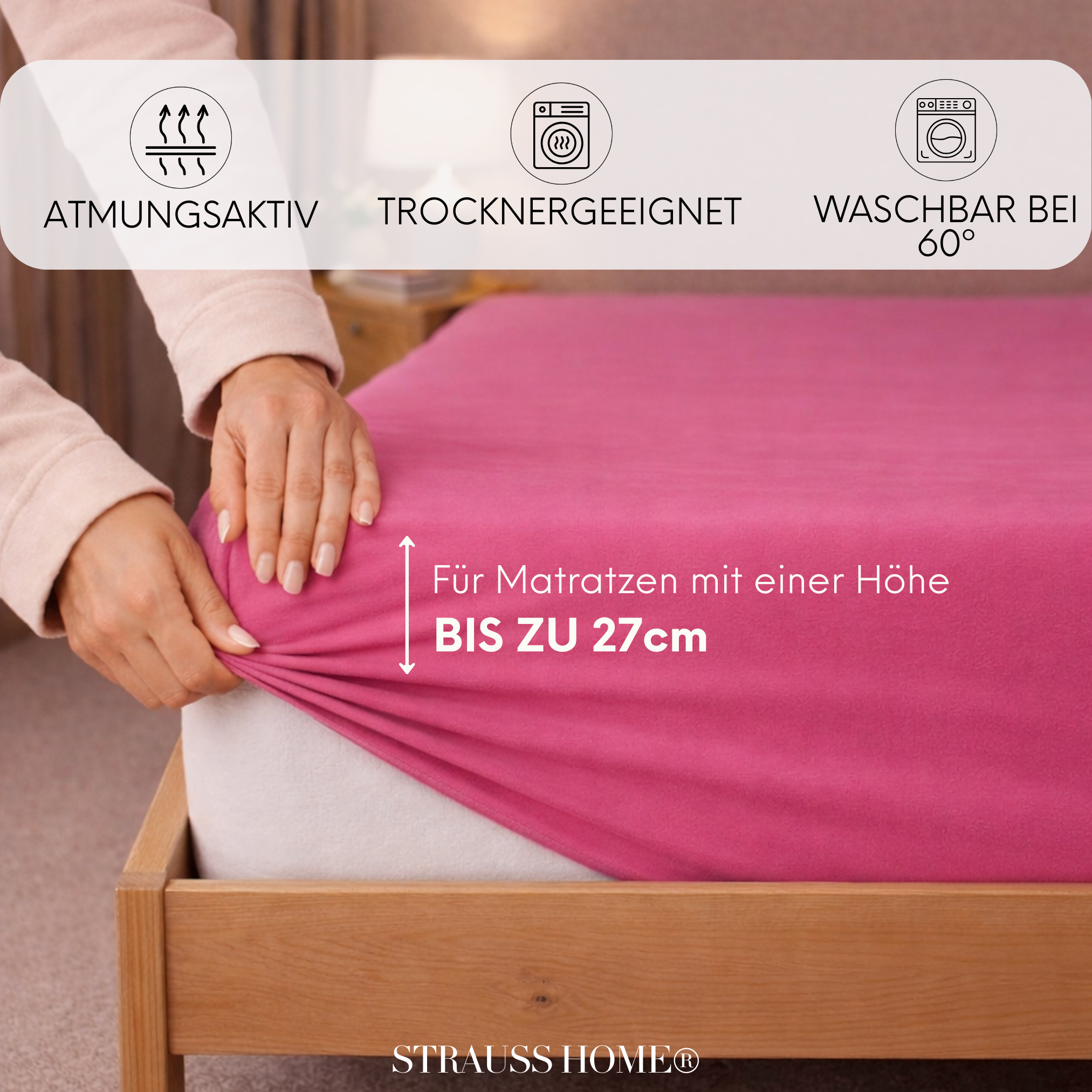 Jersey Spannbettlaken 90–200 cm – 100% Baumwolle, OEKO-TEX, viele Farben & Größen · Strauss Home