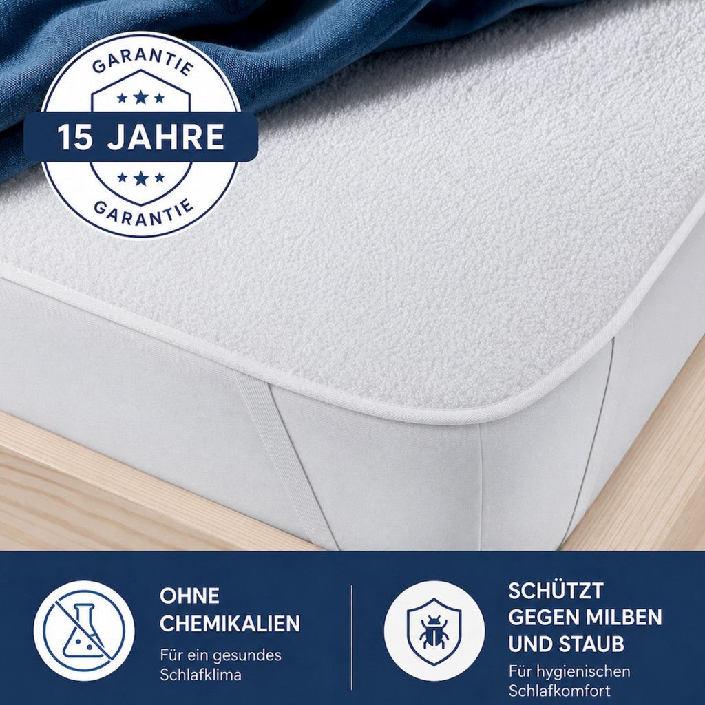 Strauss Home Matratzenschoner Wasserdicht – Baumwolle mit Eckgummis, Atmungsaktiv, Waschbar, Nässeschutz, Milbenschutz & Allergikerfreundlich
