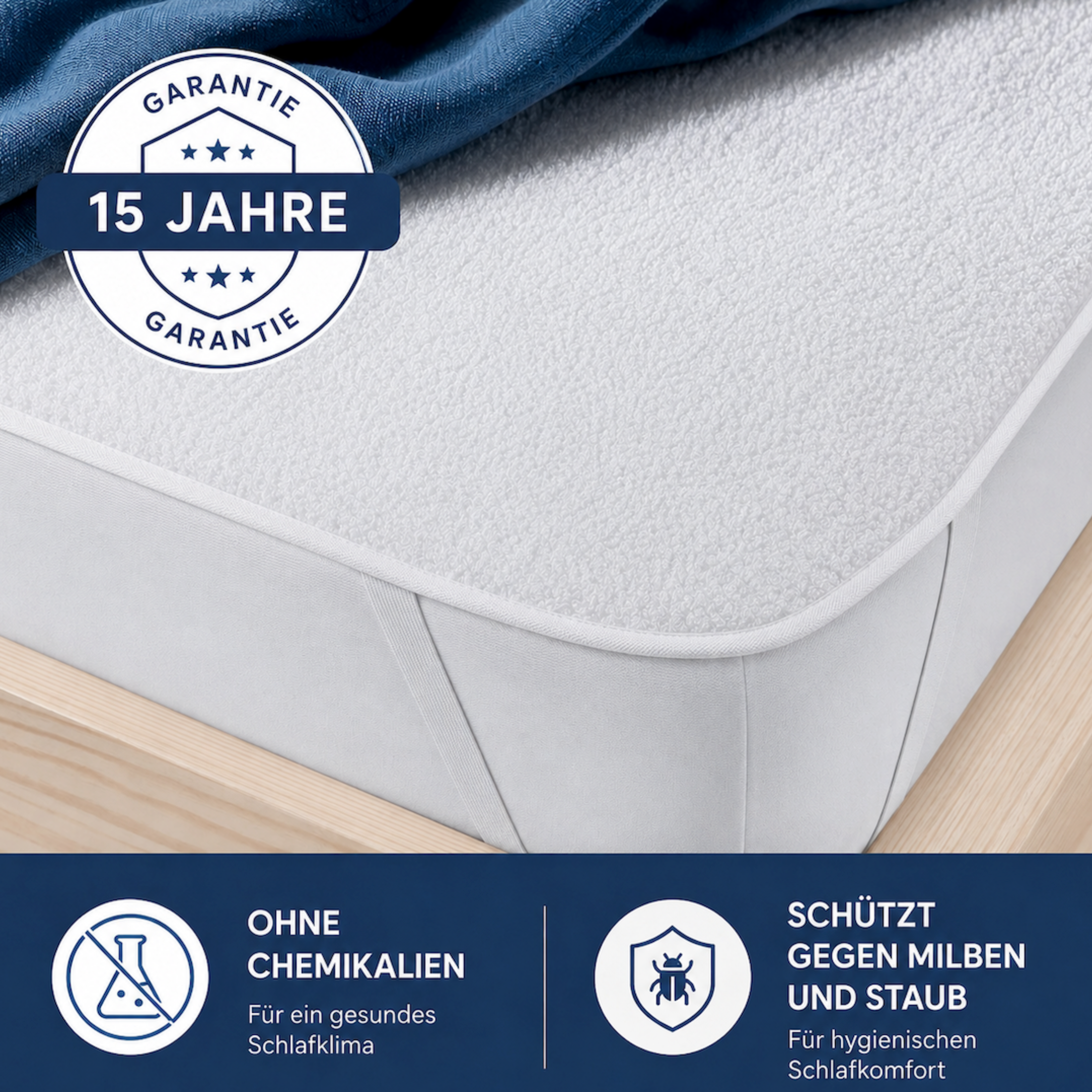 Strauss Home Matratzenschoner Wasserdicht – Baumwolle mit Eckgummis, Atmungsaktiv, Waschbar, Nässeschutz, Milbenschutz & Allergikerfreundlich