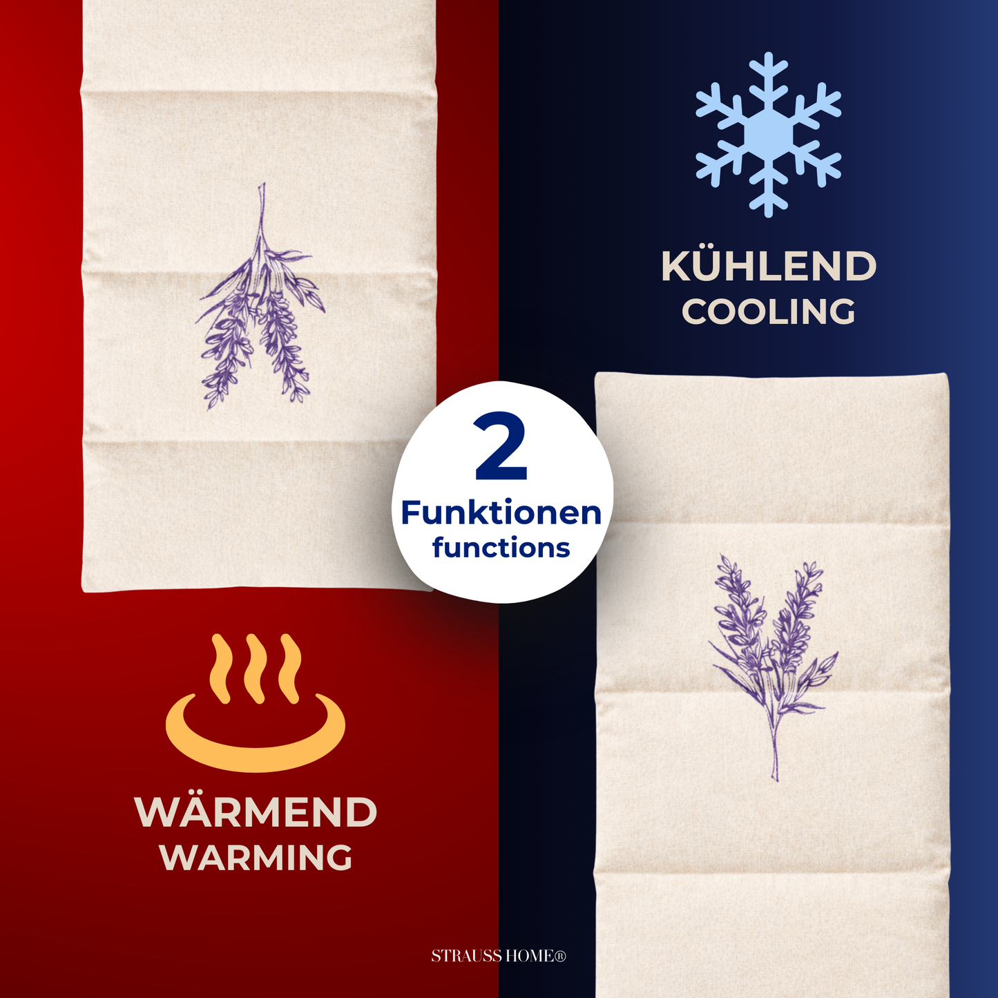 Lavendelkissen Gross Mikrowellengeeignet Wärmekissen gegen Verspannungen in Nacken, Schultern und Rücken - 50x20cm