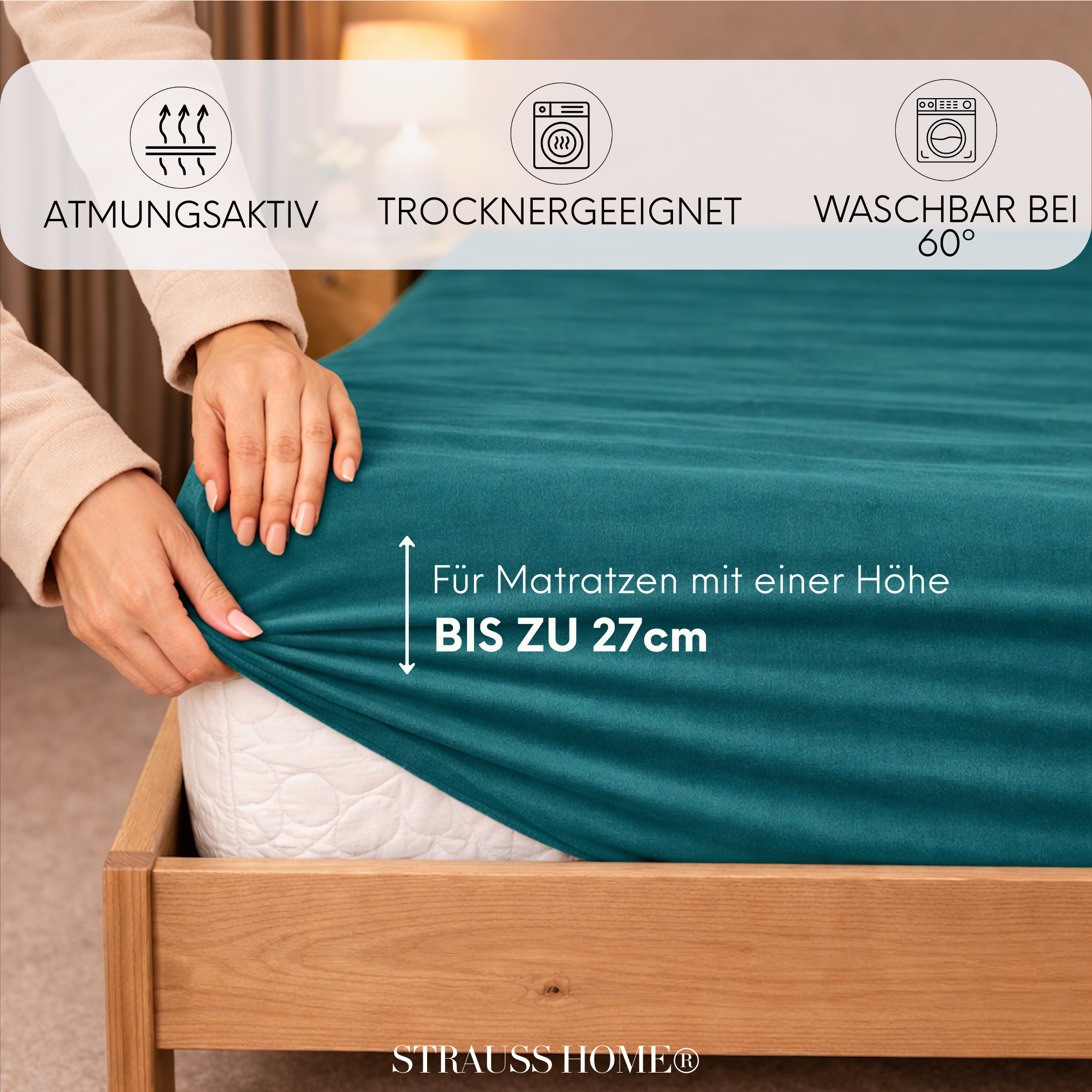 Jersey Spannbettlaken 90–200 cm – 100% Baumwolle, OEKO-TEX, viele Farben & Größen · Strauss Home