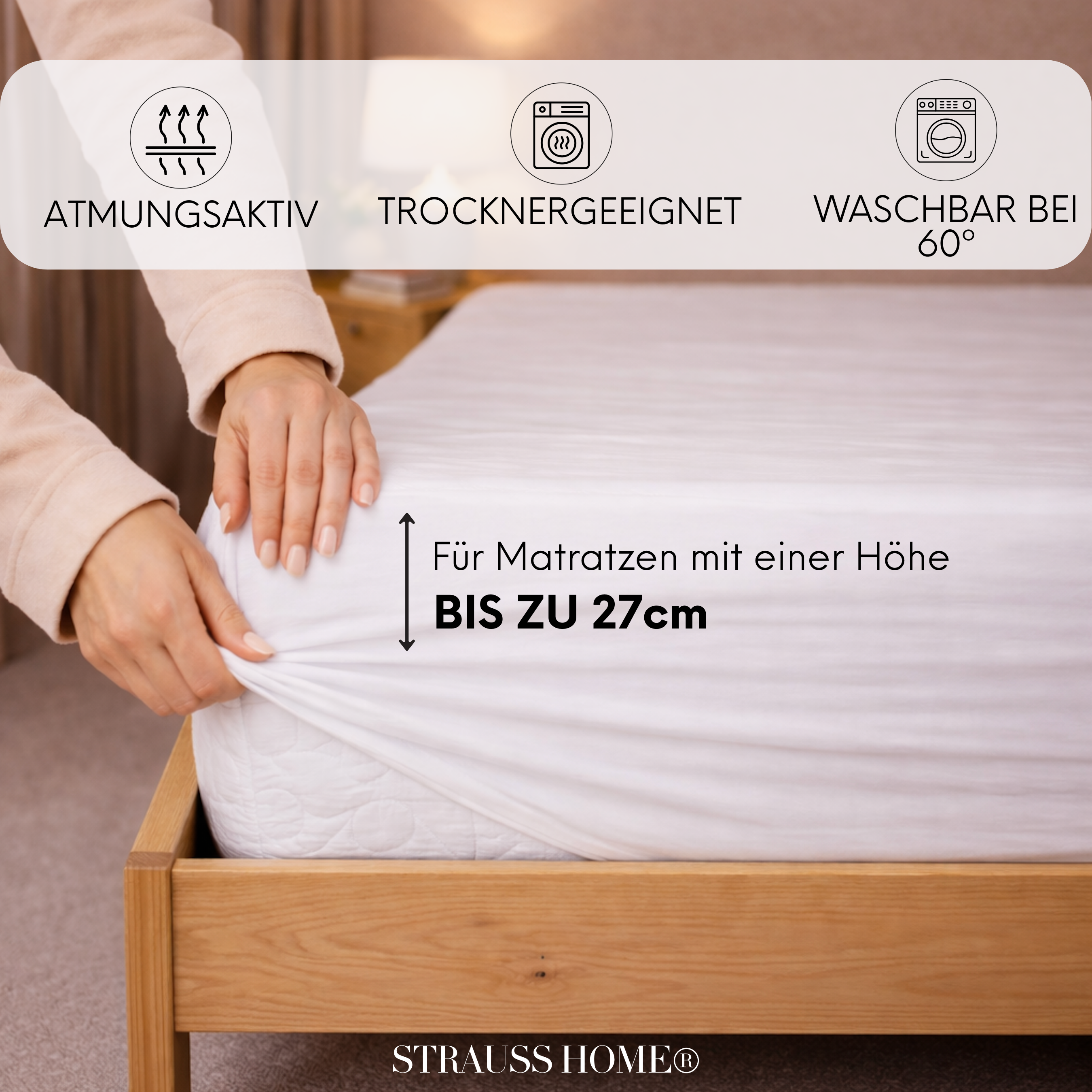 Jersey Spannbettlaken 90–200 cm – 100% Baumwolle, OEKO-TEX, viele Farben & Größen · Strauss Home