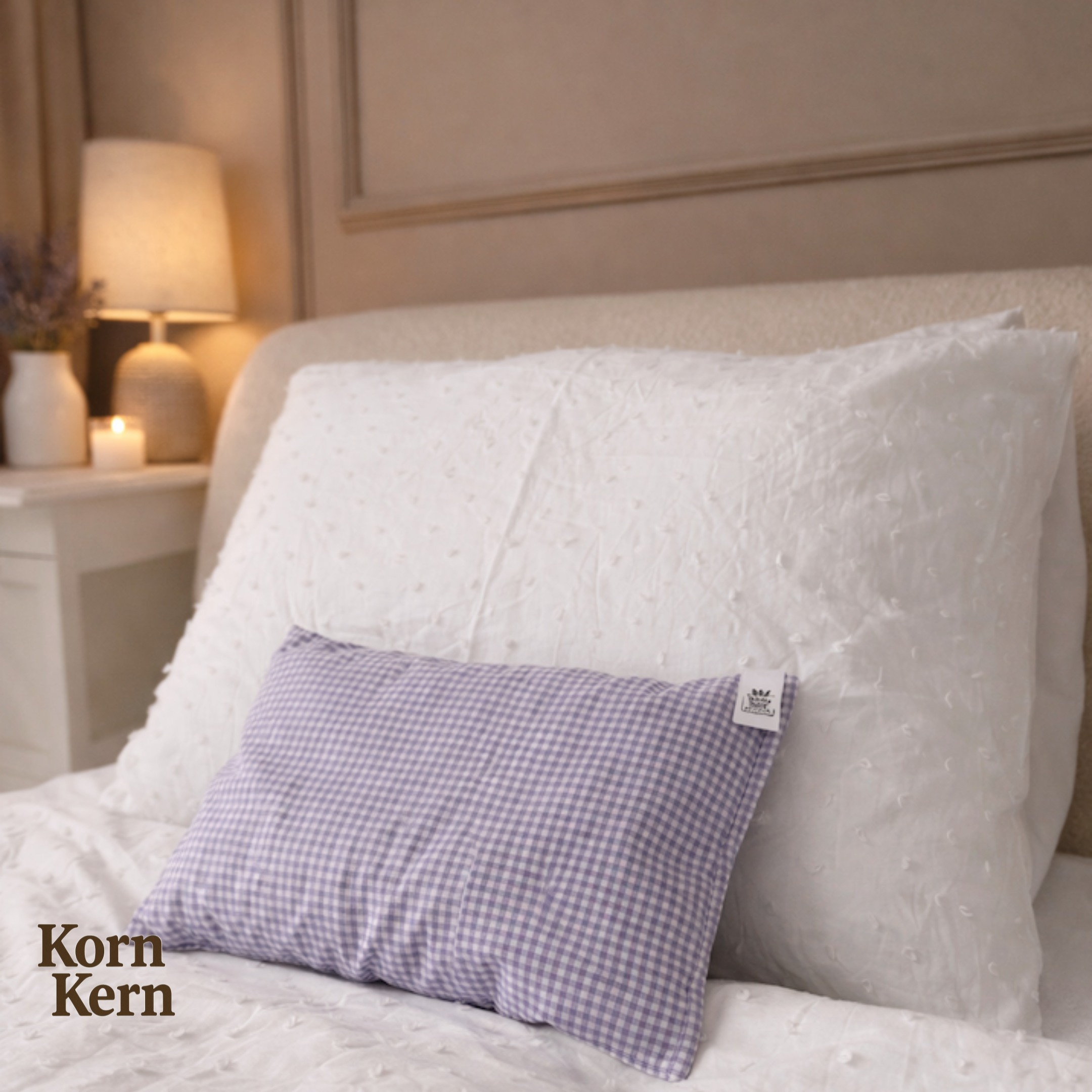 Lavendelkissen 20x30 cm 200gr – STRAUSS HOME® X KORN&KERN Manufaktur® – 100% Baumwolle – Natürliches Duftkissen zur Entspannung und Aromakissen mit getrockneten Lavendelblüten