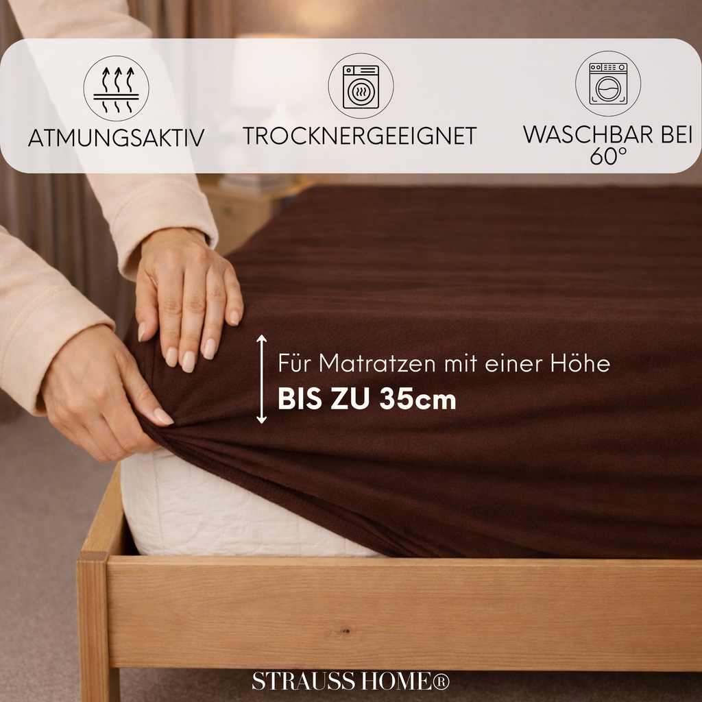 Jersey Spannbettlaken 90–200 cm – 100% Baumwolle, OEKO-TEX, viele Farben & Größen · Strauss Home