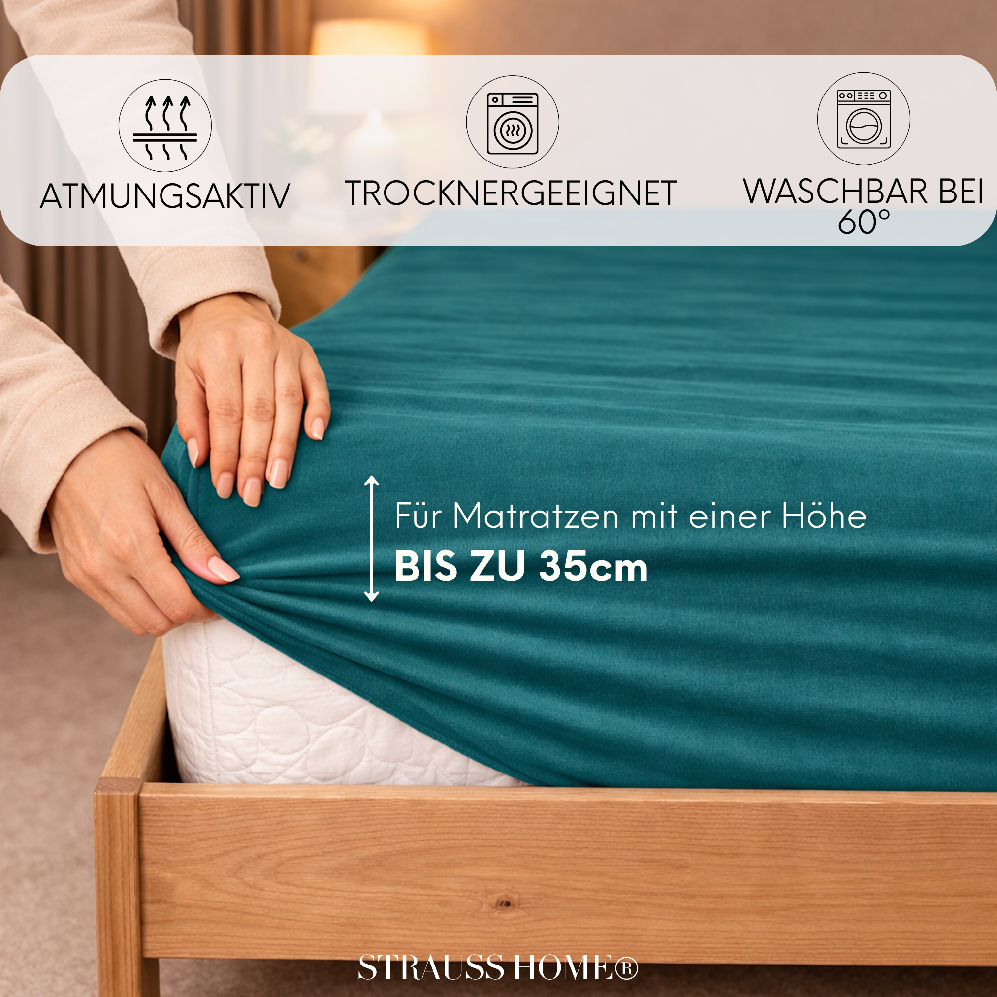 Jersey Spannbettlaken 90–200 cm – 100% Baumwolle, OEKO-TEX, viele Farben & Größen · Strauss Home