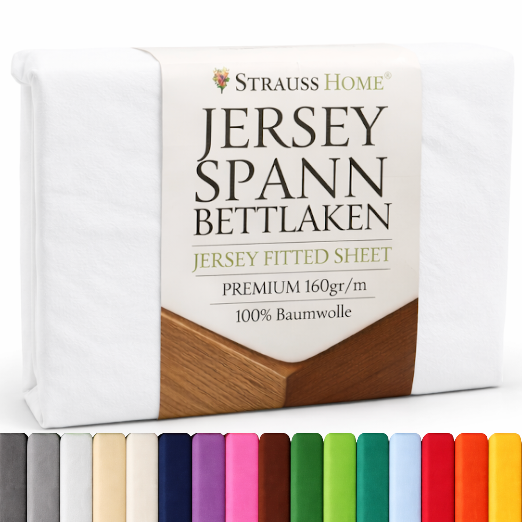 Jersey Spannbettlaken 90–200 cm – 100% Baumwolle, OEKO-TEX, viele Farben & Größen · Strauss Home