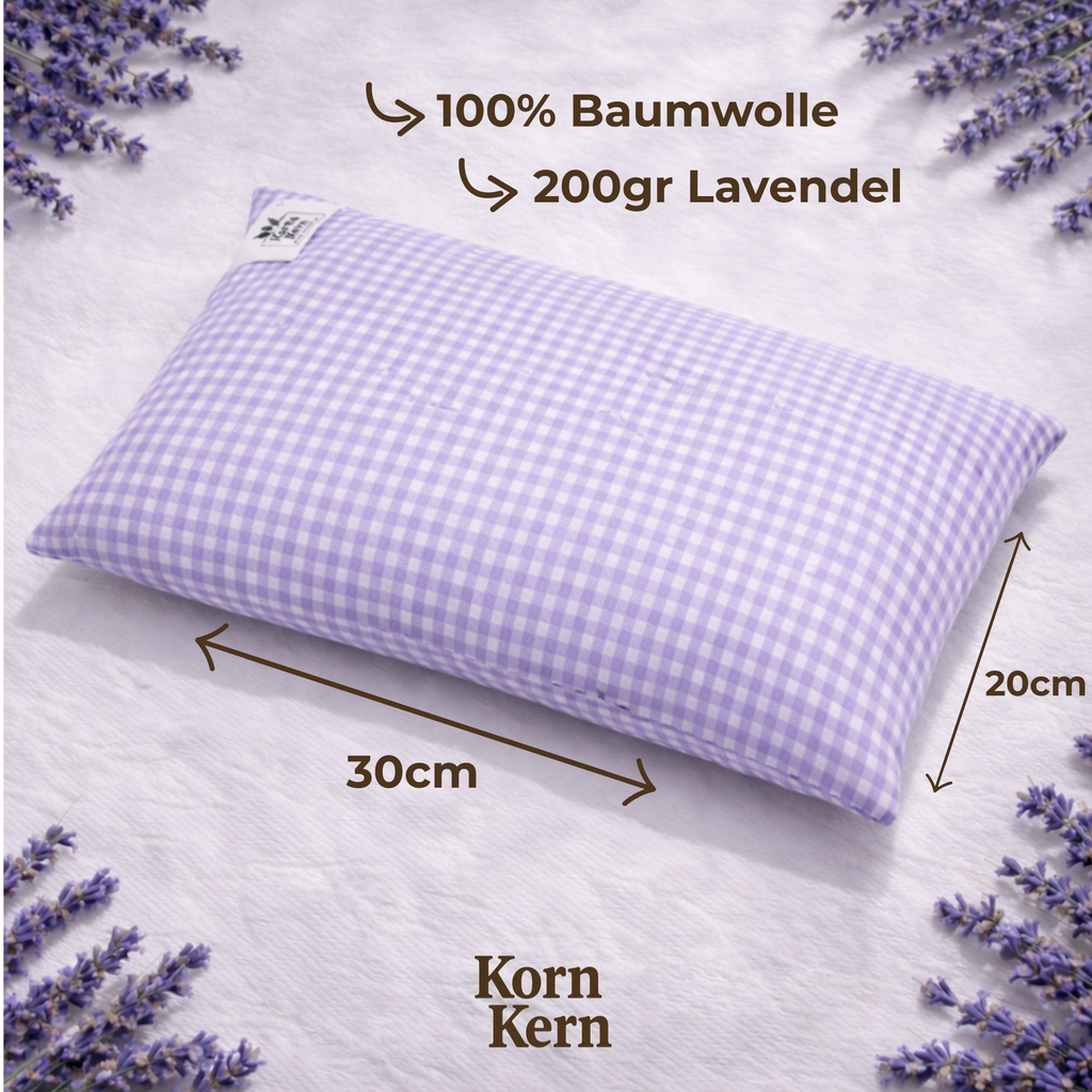 Lavendelkissen 20x30 cm 200gr – STRAUSS HOME® X KORN&KERN Manufaktur® – 100% Baumwolle – Natürliches Duftkissen zur Entspannung und Aromakissen mit getrockneten Lavendelblüten