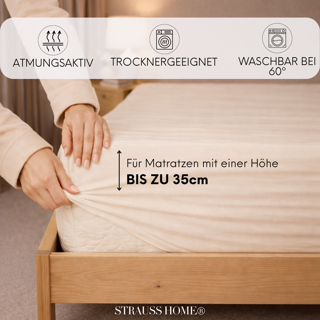 Jersey Spannbettlaken 90–200 cm – 100% Baumwolle, OEKO-TEX, viele Farben & Größen · Strauss Home