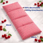 Kirschkernkissen Wärmekissen 50x20cm für Nacken und Schulter – Mikrowellengeeignet aus Baumwollstoff