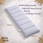 STRAUSS HOME® X KORN & KERN Manufaktur® Körnerkissen XXL 1200gr 8 Kammern – 50×20 cm Premium Wärmekissen für Nacken, Rücken & Schultern – Mikrowellenkissen als Kirschkernkissen-Alternative