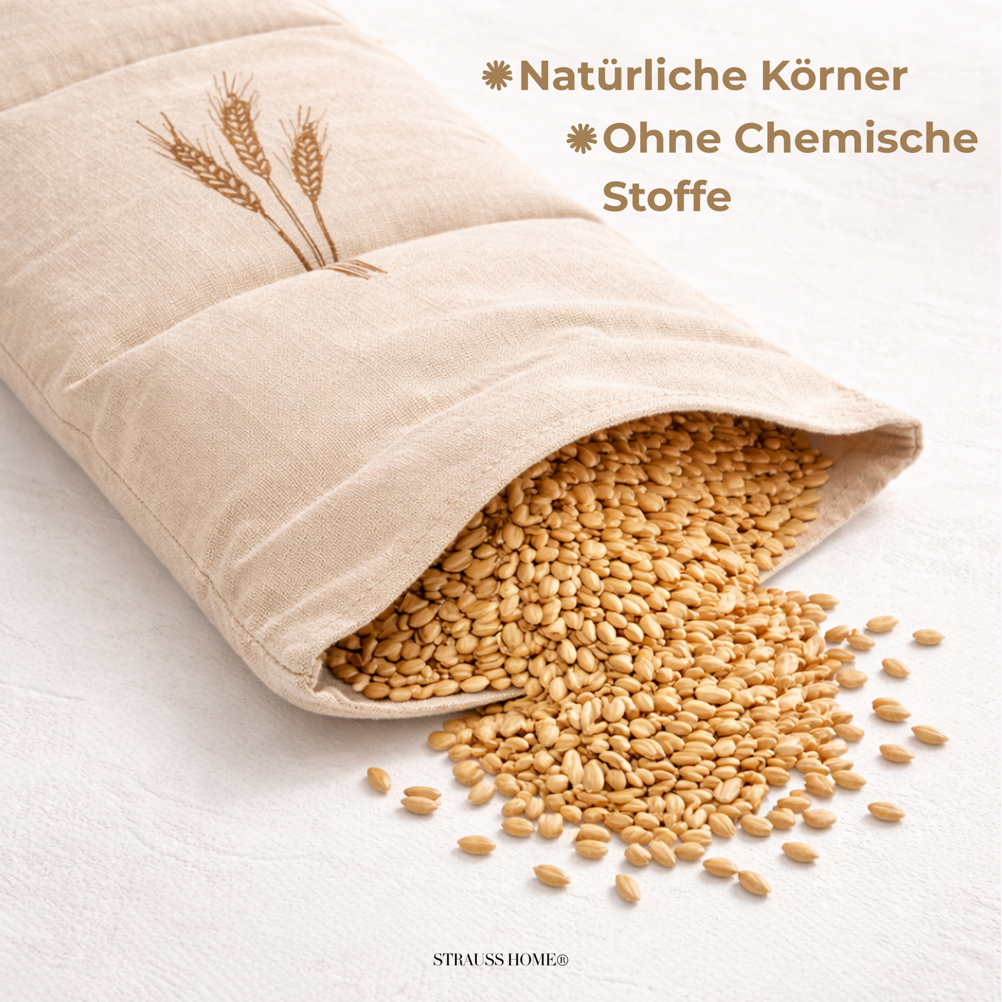 Körnerkissen groß – Mikrowellengeeignetes Wärmekissen gegen Verspannungen in Nacken, Schultern und Rücken – natürliche Weizenkörner – 20x50 cm