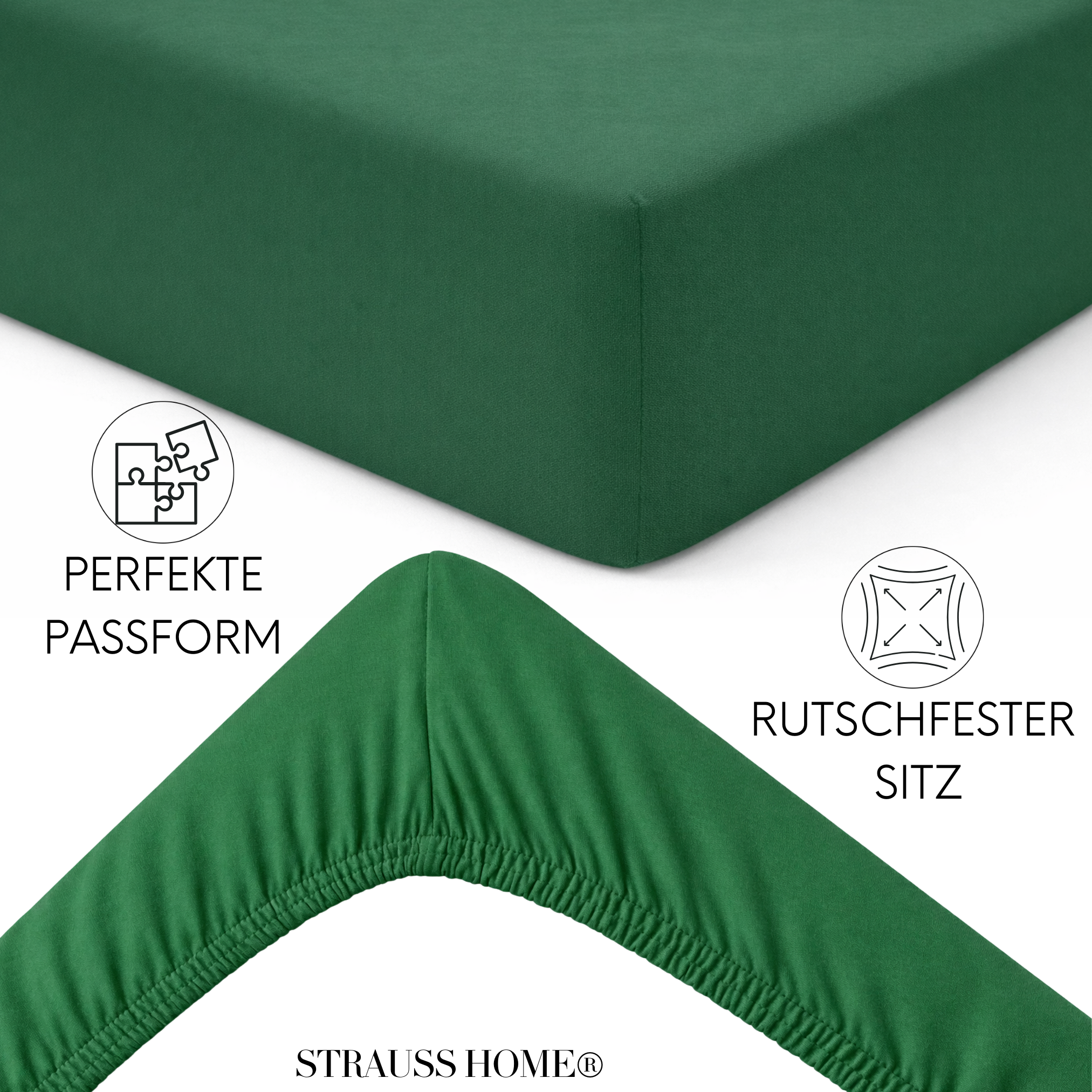 Jersey Spannbettlaken 90–200 cm – 100% Baumwolle, OEKO-TEX, viele Farben & Größen · Strauss Home
