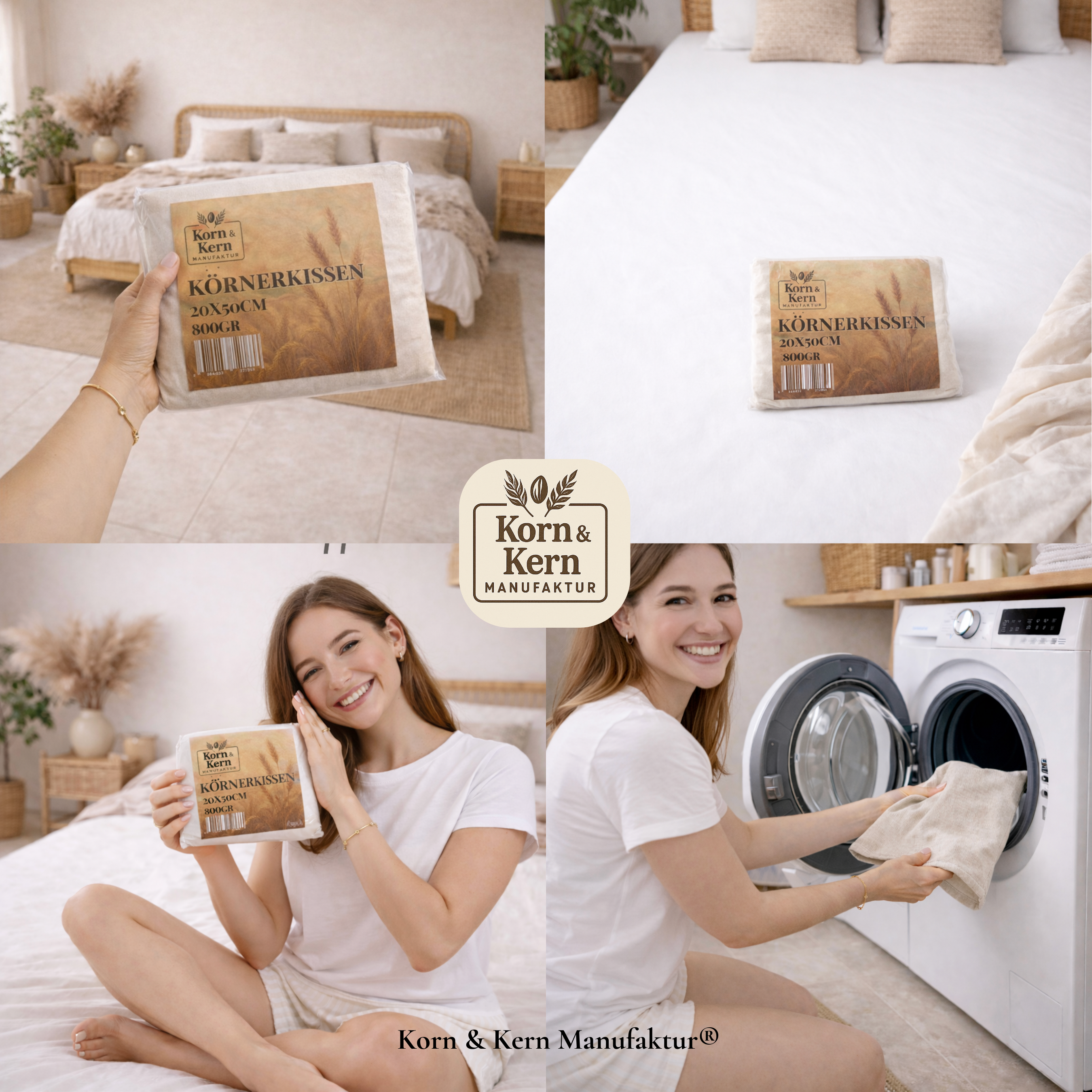 Korn&Kern Manufaktur® Körnerkissen Wärmetherapie 20x50cm – Mikrowellen Wärmekissen mit natürlichem Füllmaterial für Wärme- & Kältetherapie, abnehmbarer Bezug, ideal gegen Koliken, Nacken- & Schulterverspannungen