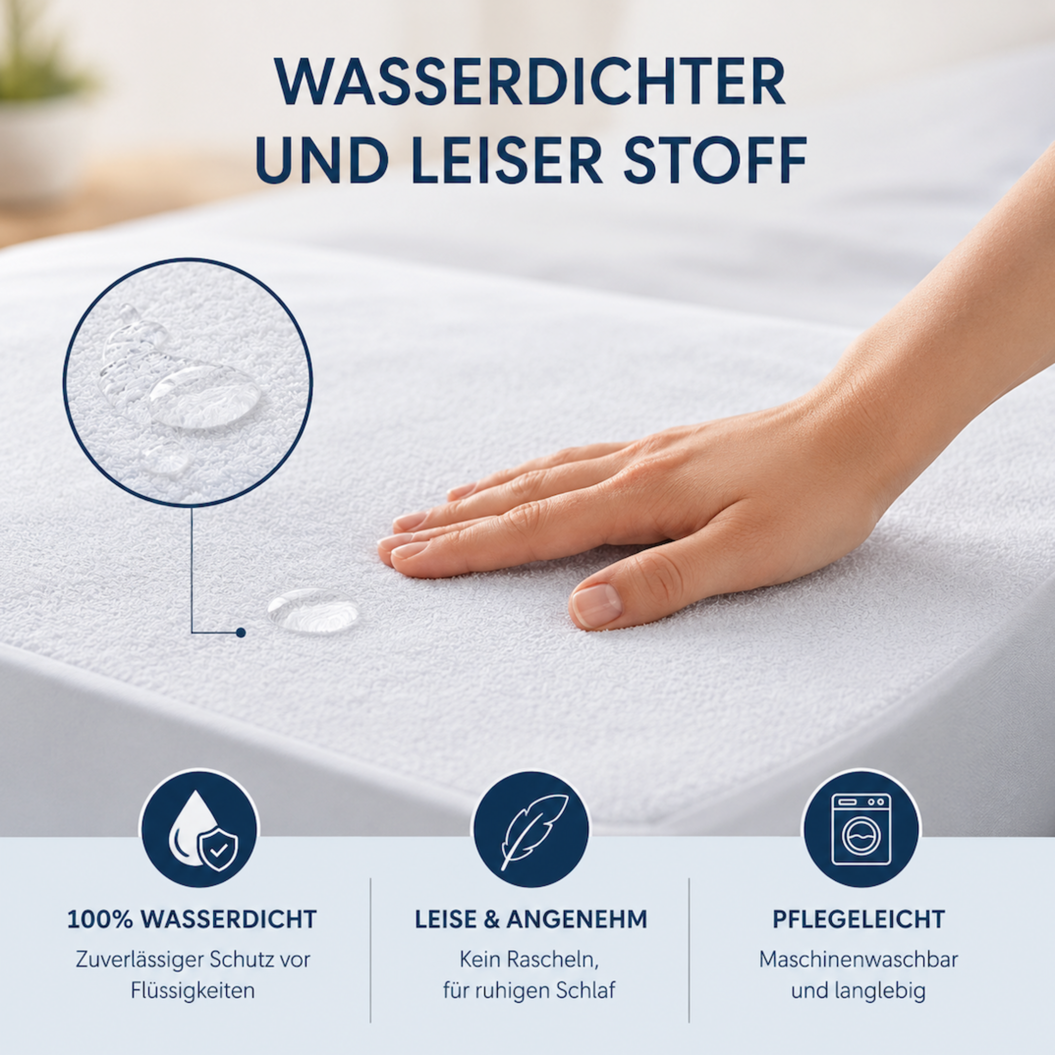 Strauss Home Matratzenschoner Wasserdicht – Baumwolle mit Eckgummis, Atmungsaktiv, Waschbar, Nässeschutz, Milbenschutz & Allergikerfreundlich