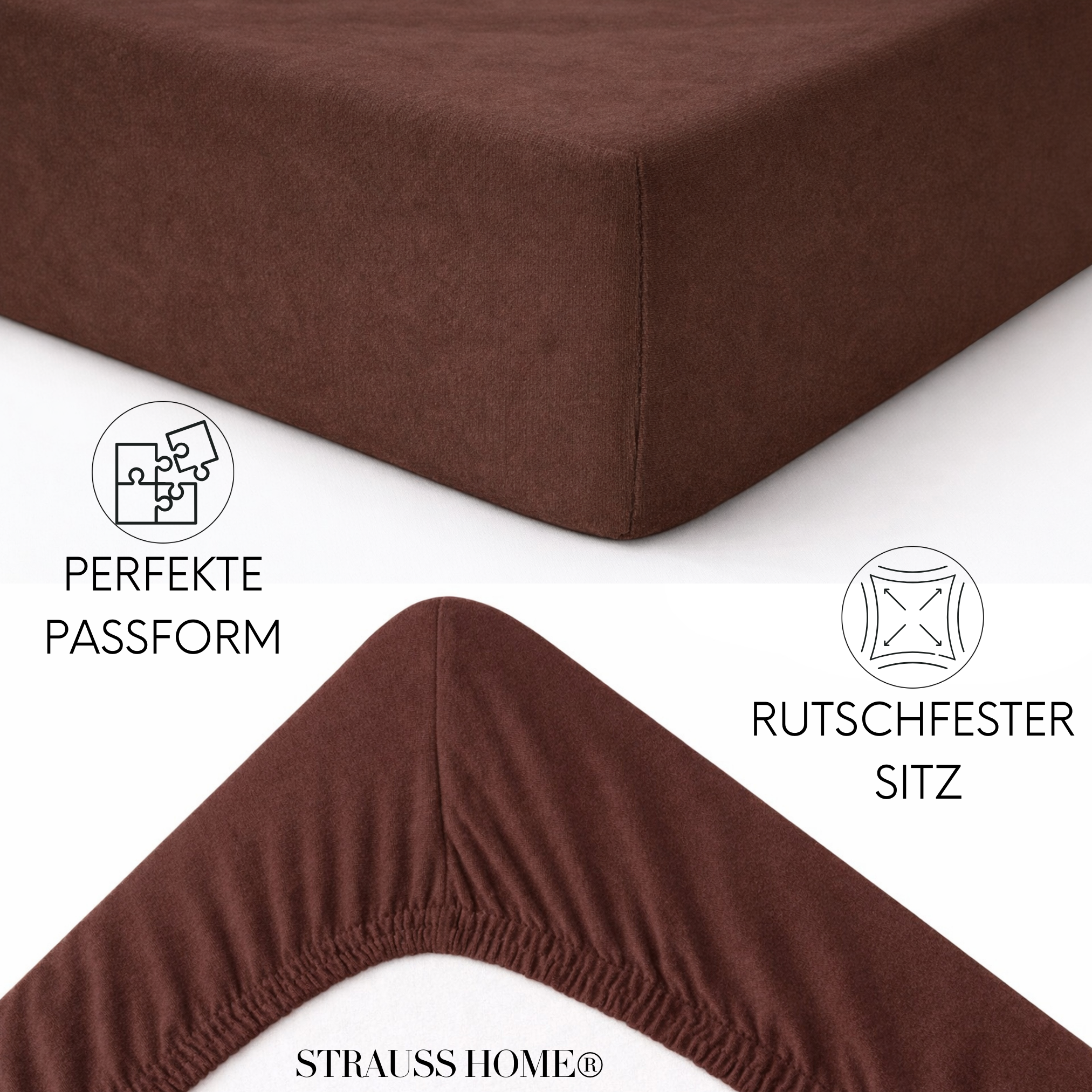 Jersey Spannbettlaken 90–200 cm – 100% Baumwolle, OEKO-TEX, viele Farben & Größen · Strauss Home