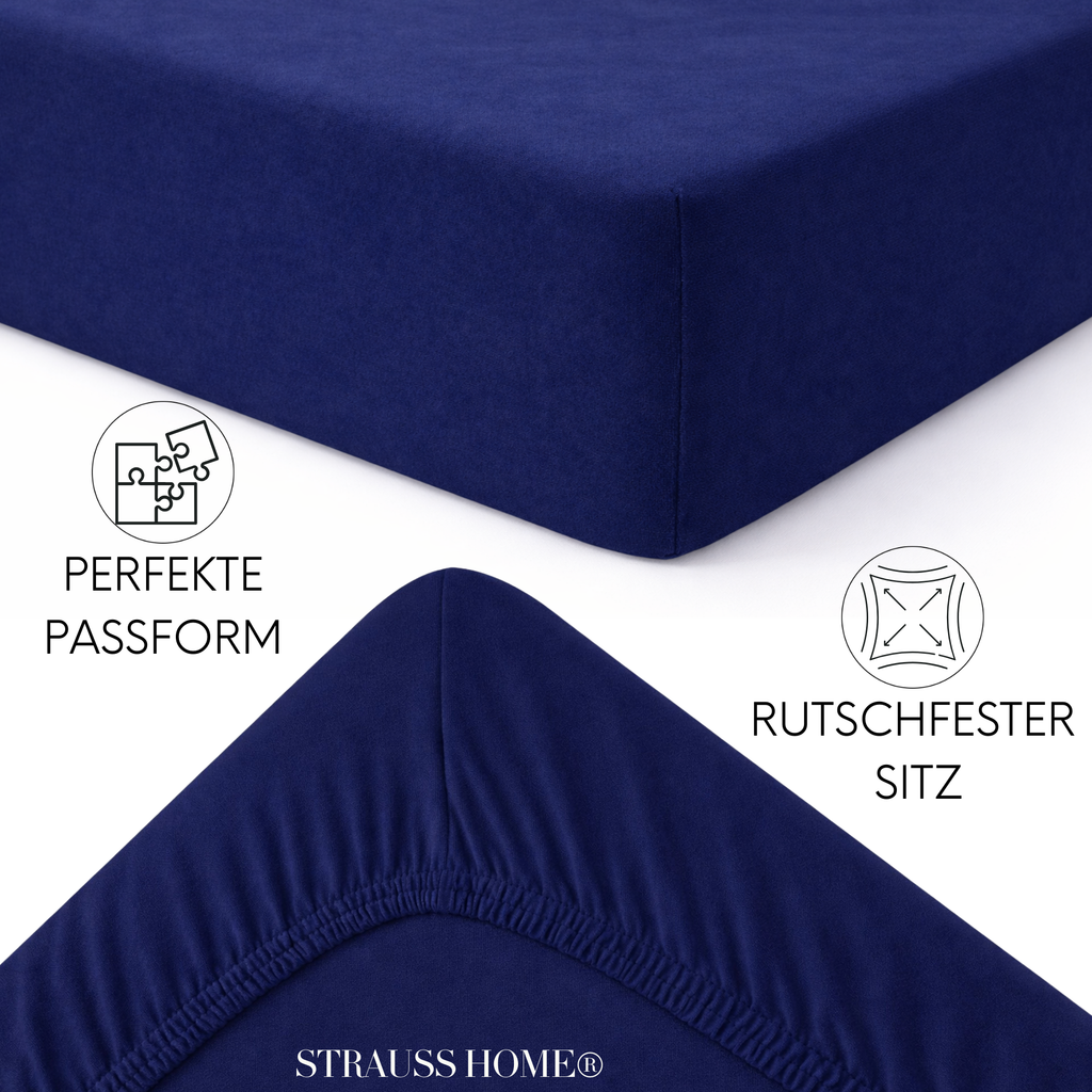 Jersey Spannbettlaken 90–200 cm – 100% Baumwolle, OEKO-TEX, viele Farben & Größen · Strauss Home