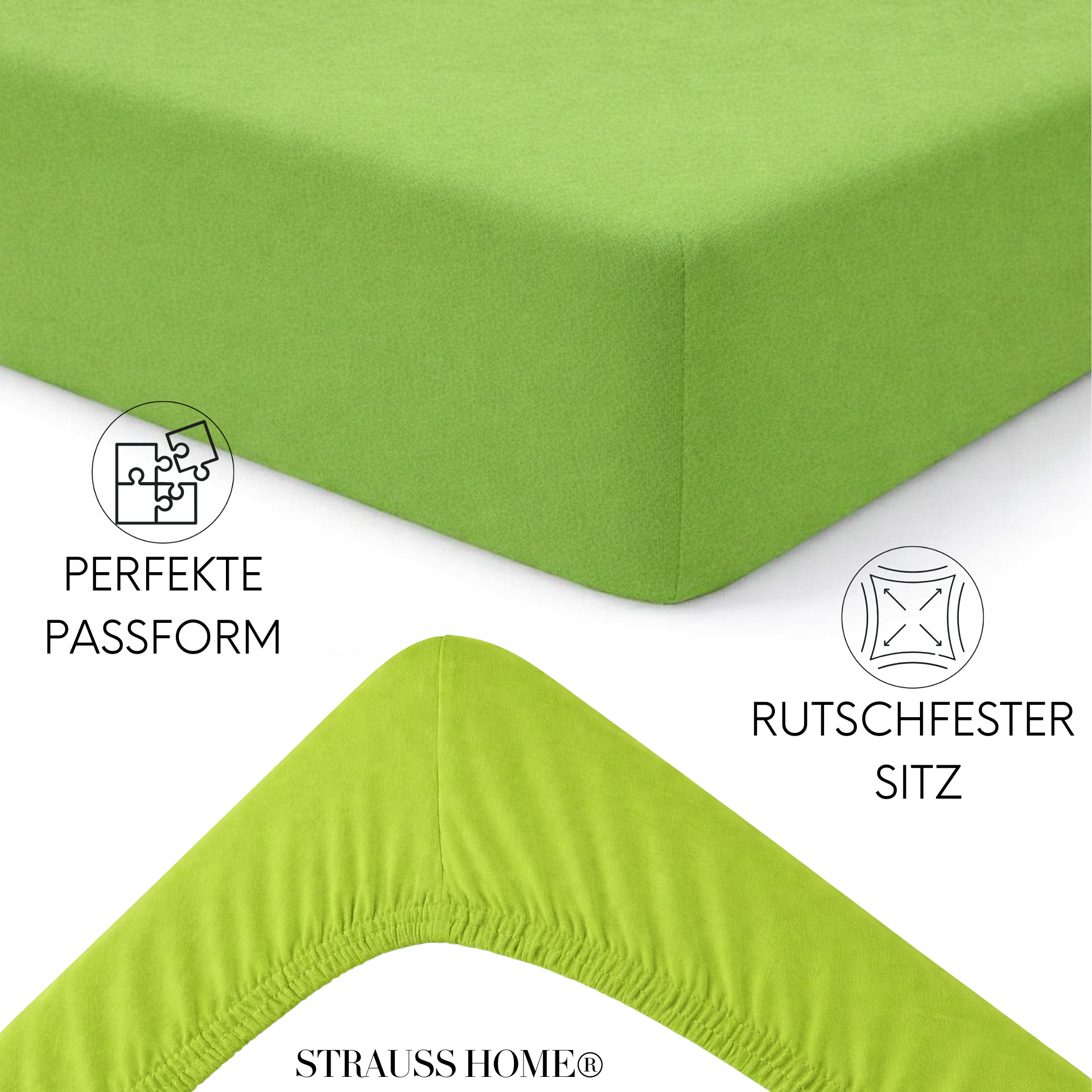Jersey Spannbettlaken 90–200 cm – 100% Baumwolle, OEKO-TEX, viele Farben & Größen · Strauss Home