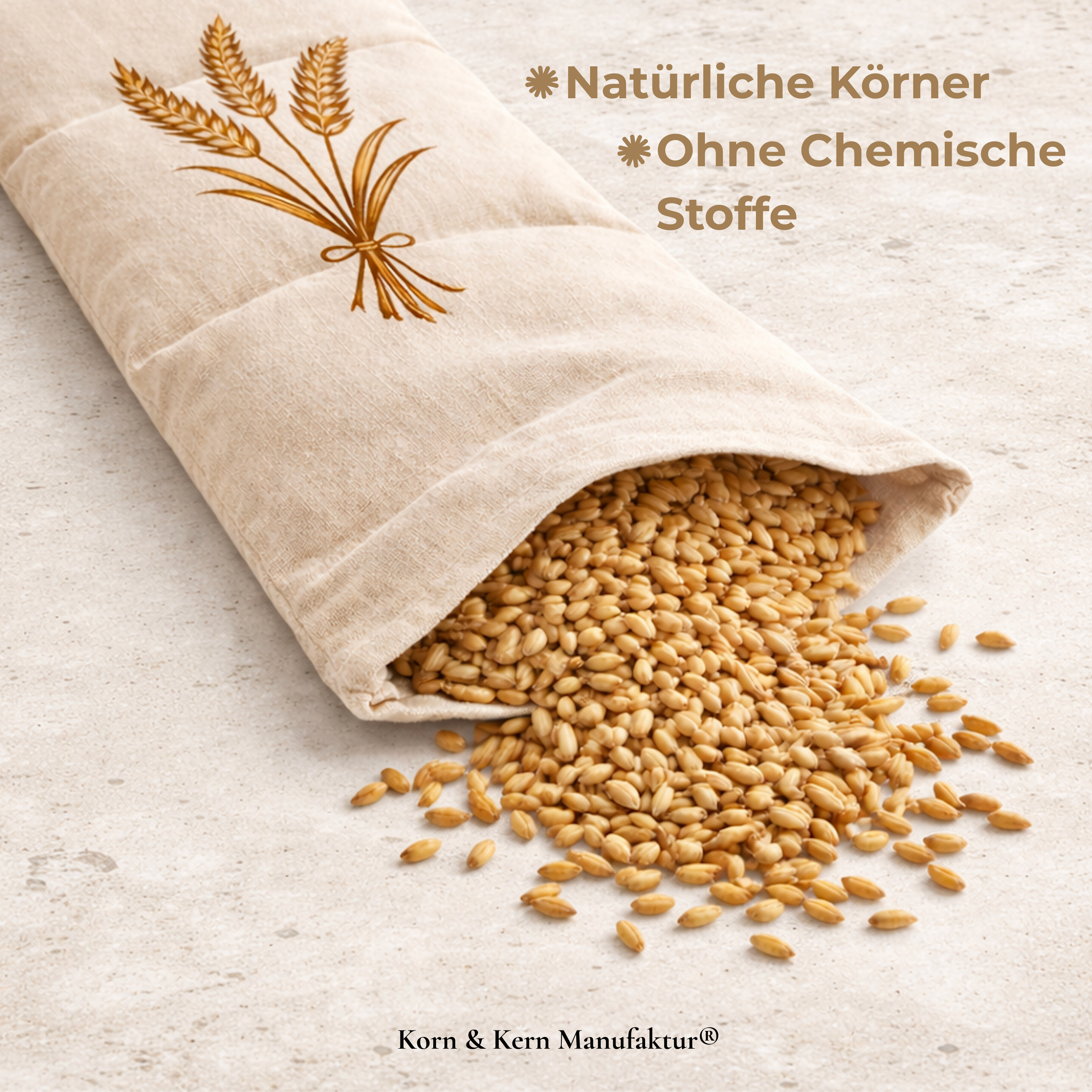 Korn&Kern Manufaktur® Körnerkissen Wärmetherapie 20x50cm – Mikrowellen Wärmekissen mit natürlichem Füllmaterial für Wärme- & Kältetherapie, abnehmbarer Bezug, ideal gegen Koliken, Nacken- & Schulterverspannungen