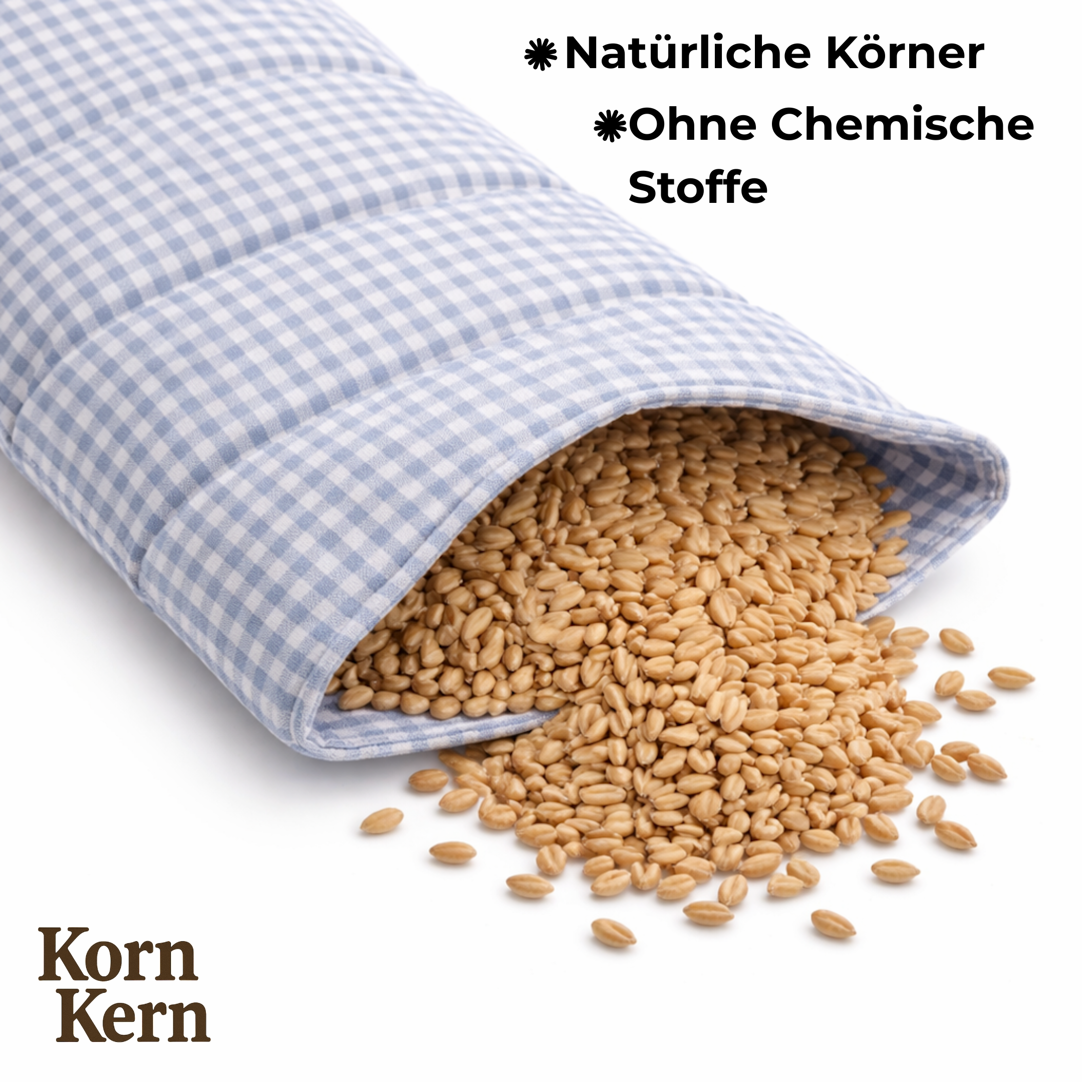 STRAUSS HOME® X KORN & KERN Manufaktur® Körnerkissen XXL 1200gr 8 Kammern – 50×20 cm Premium Wärmekissen für Nacken, Rücken & Schultern – Mikrowellenkissen als Kirschkernkissen-Alternative