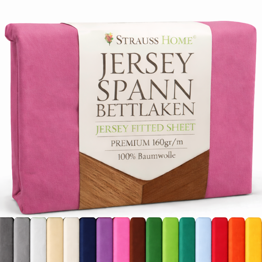 Jersey Spannbettlaken 90–200 cm – 100% Baumwolle, OEKO-TEX, viele Farben & Größen · Strauss Home