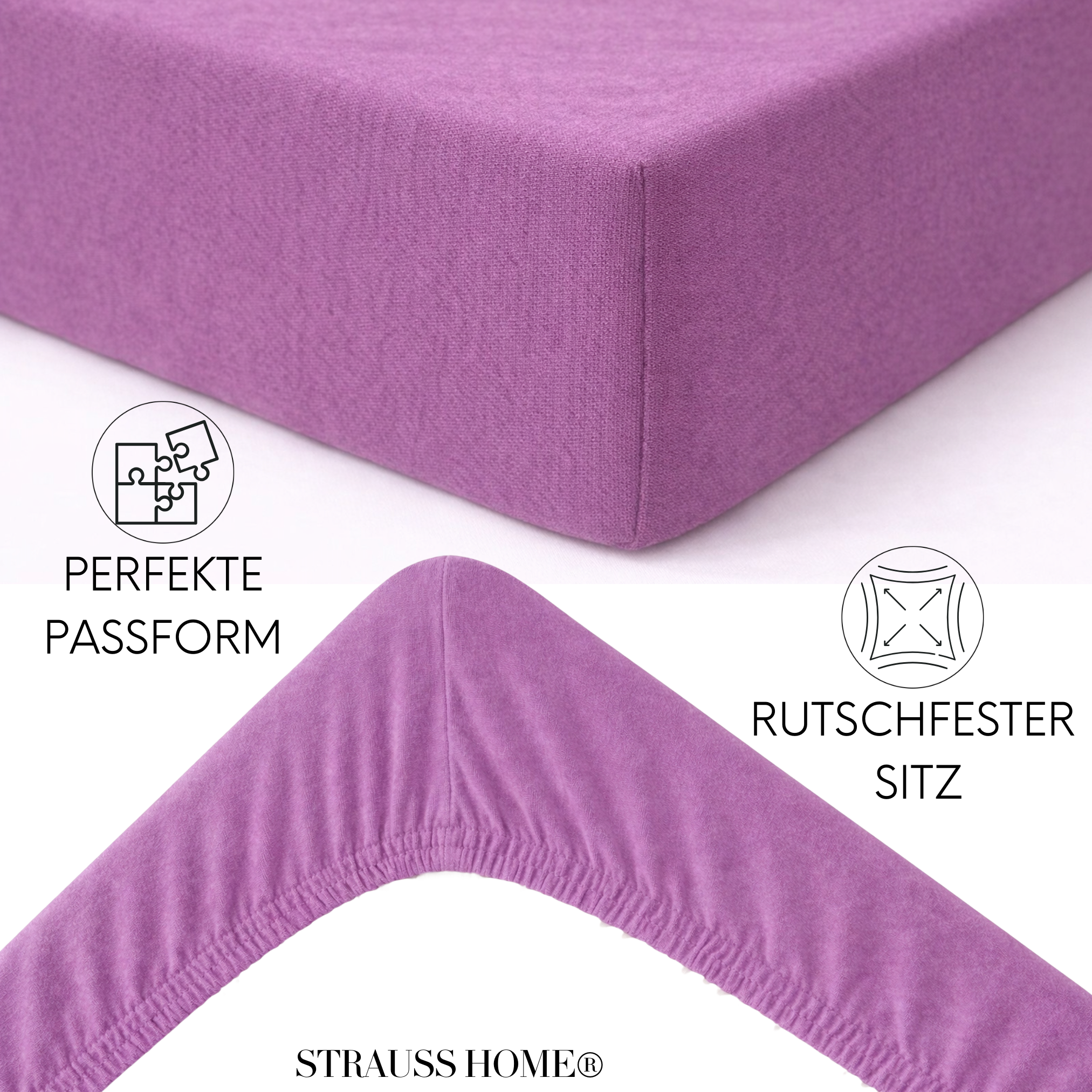 Jersey Spannbettlaken 90–200 cm – 100% Baumwolle, OEKO-TEX, viele Farben & Größen · Strauss Home