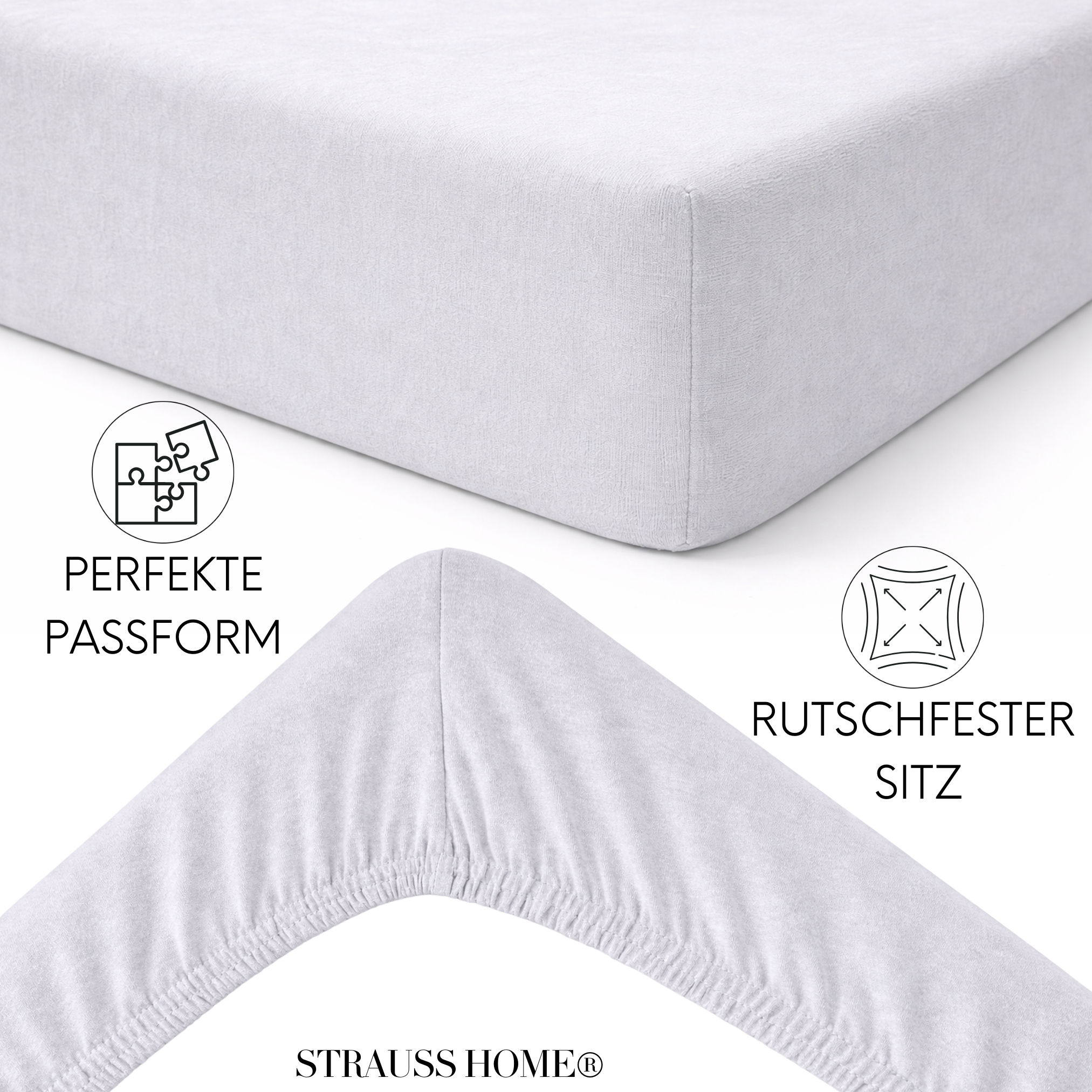 Jersey Spannbettlaken 90–200 cm – 100% Baumwolle, OEKO-TEX, viele Farben & Größen · Strauss Home