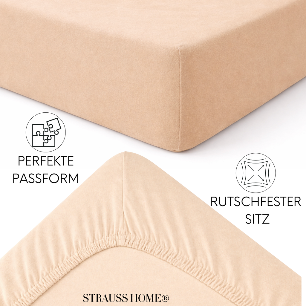 Jersey Spannbettlaken 90–200 cm – 100% Baumwolle, OEKO-TEX, viele Farben & Größen · Strauss Home